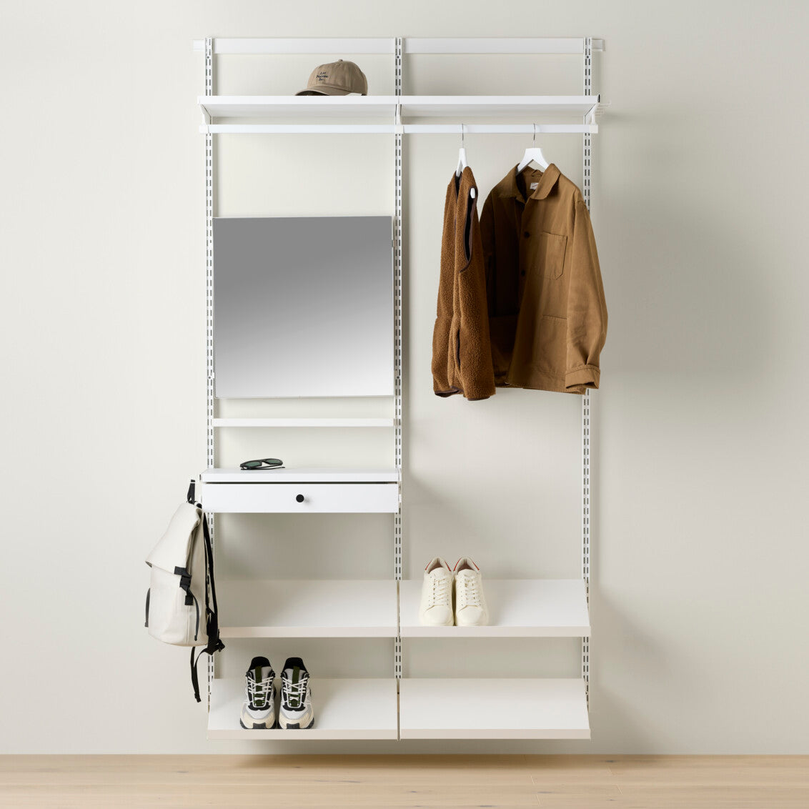 Hallway Storage Solution with Angled Shelf & Mirror - 49.3 Inch Wide Entryway Organizer for Shoes, Keys & Coats | Perfect for Small Spaces & Narrow Halls