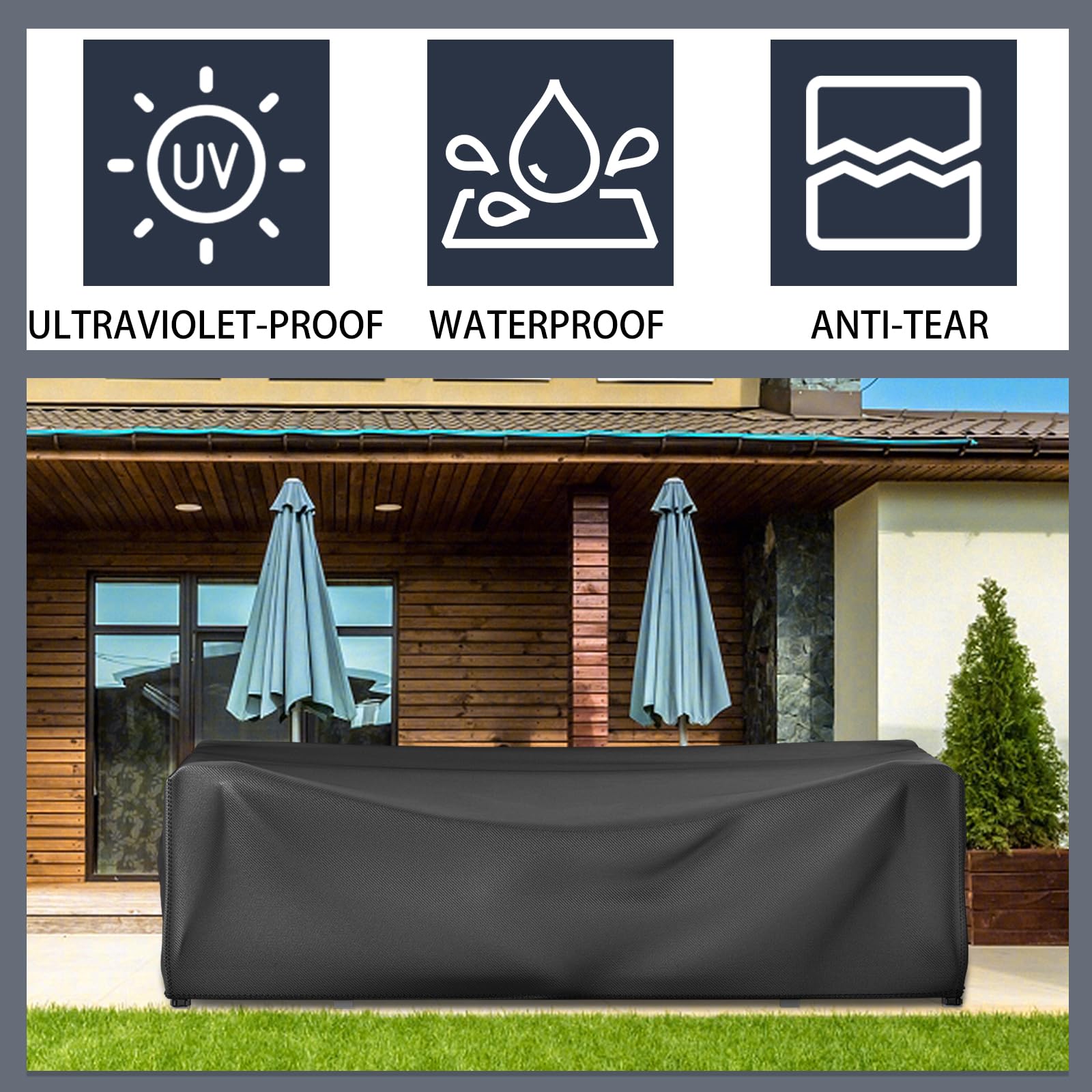 Waterproof Patio Furniture Cover Set for Rectangular Table & Chairs - Durable Outdoor Sectional Sofa Protector with Tear-Resistant Dustproof Fabric (74