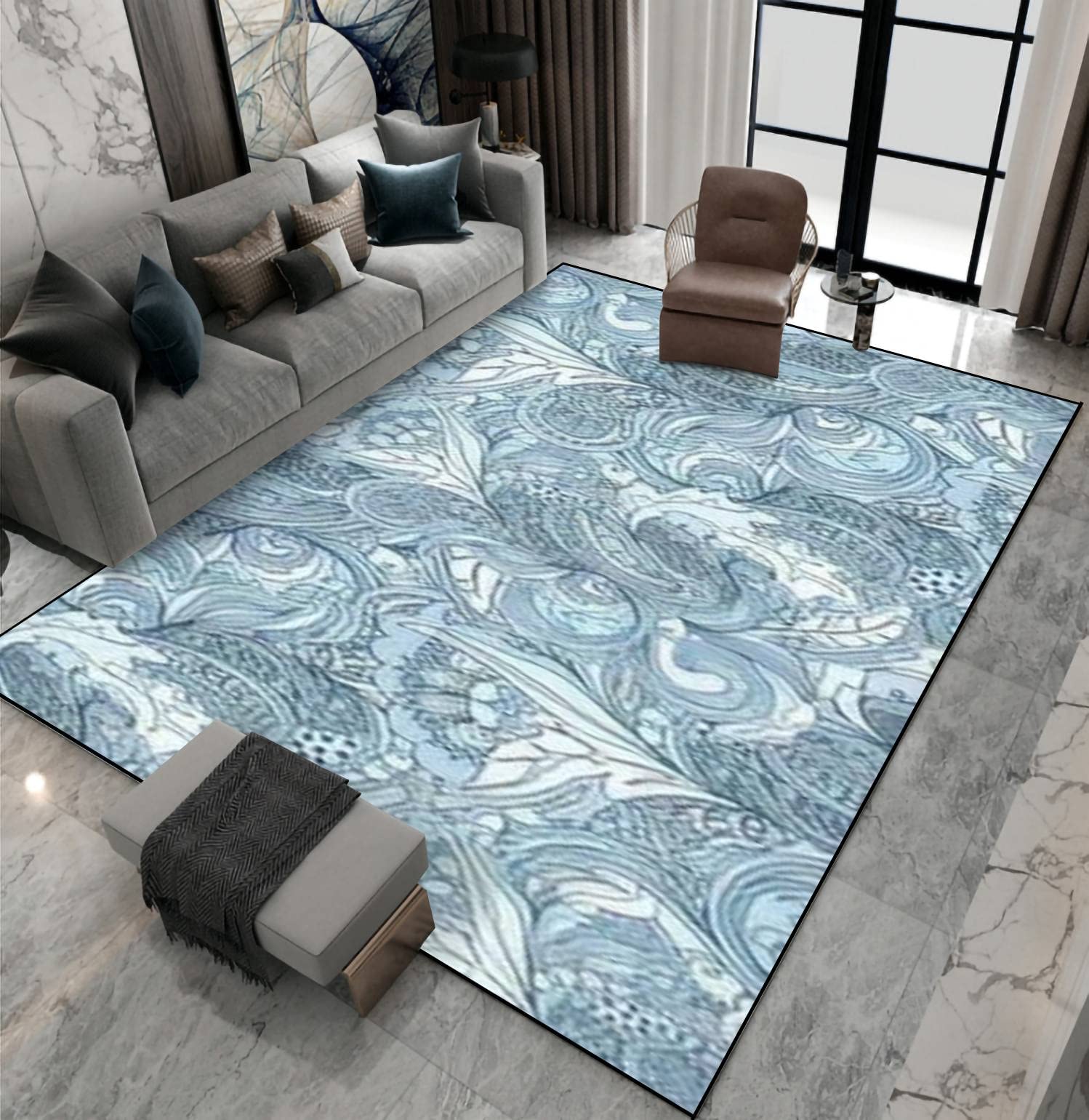 Non-Slip Abstract Hand-Drawn Area Rug - Indoor/Outdoor Waterproof Carpet for Living Room, Bedroom, Kids Room, Yoga Mat, Patio Floor & Home Decor | Perfect for Web Page Fills, Doormats & Runner Rugs