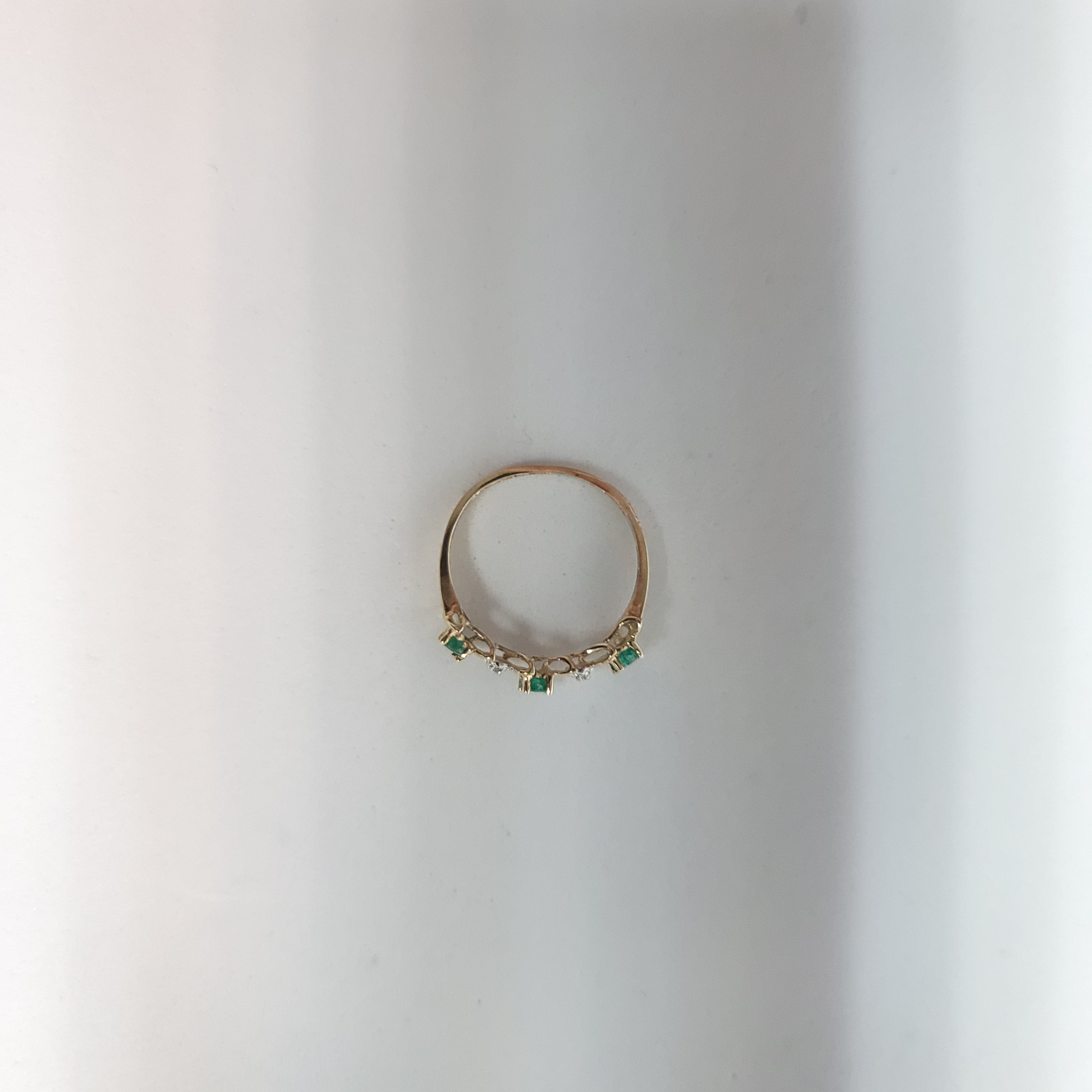 Emerald and Diamond Ring 0.15cttw 10k Yellow Gold - Elegant S-Shaped Design for Women, Perfect for Engagement, Anniversary & Special Occasions