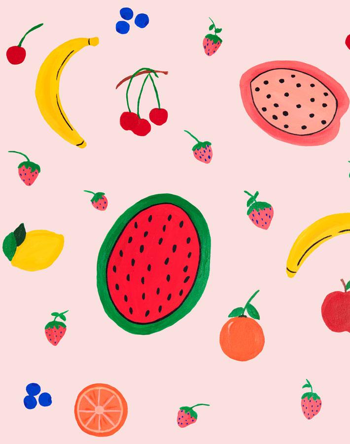 Fruit Punch Pink Wallpaper by Carly Beck - Vibrant Peel and Stick Wallpaper for Bedroom, Nursery & Home Decor