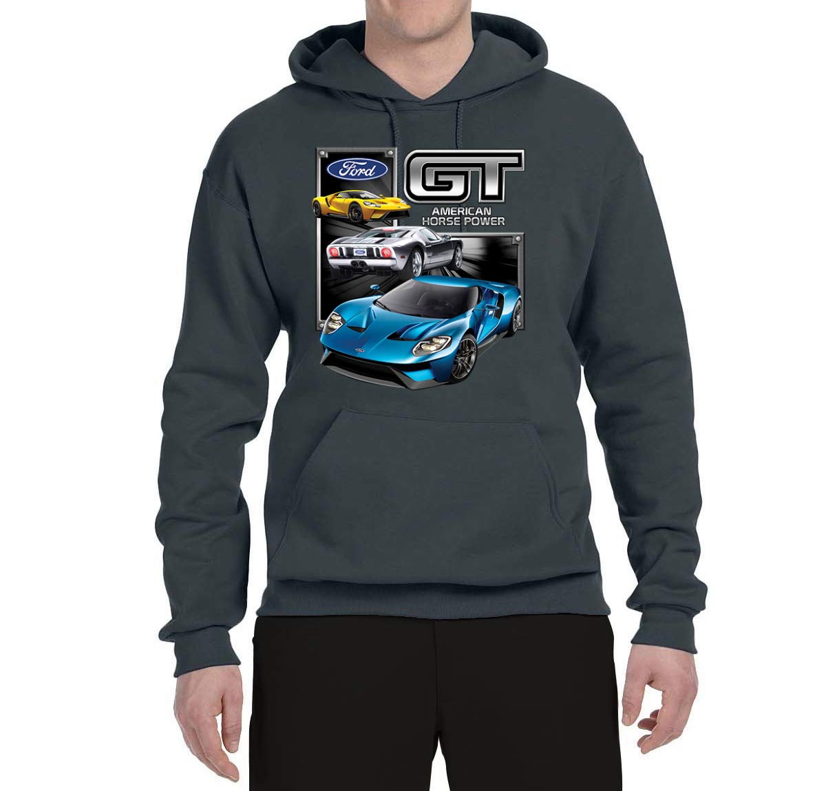 Wild Bobby Ford GT American Horse Power Mustang Graphic Hoodie - Unisex Pullover Sweatshirt for Car Enthusiasts | Perfect for Racing Events, Car Shows & Casual Wear