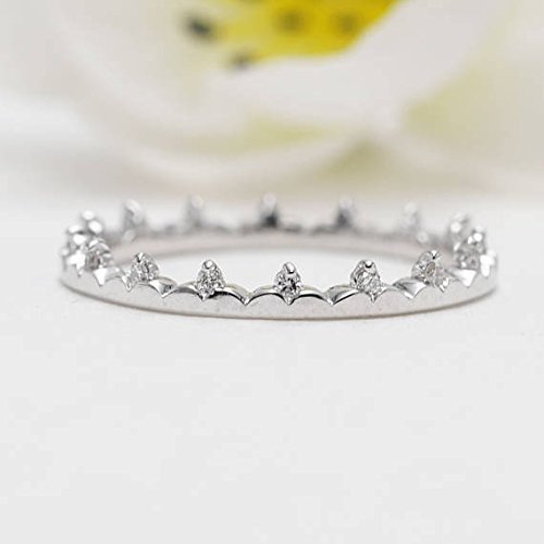 14K Gold Diamond Crown Ring for Women - Princess Tiara Wedding Band, Stackable Queen Bridal Ring, Elegant Jewelry Gift for Her | Perfect for Engagement, Anniversary, and Special Occasions