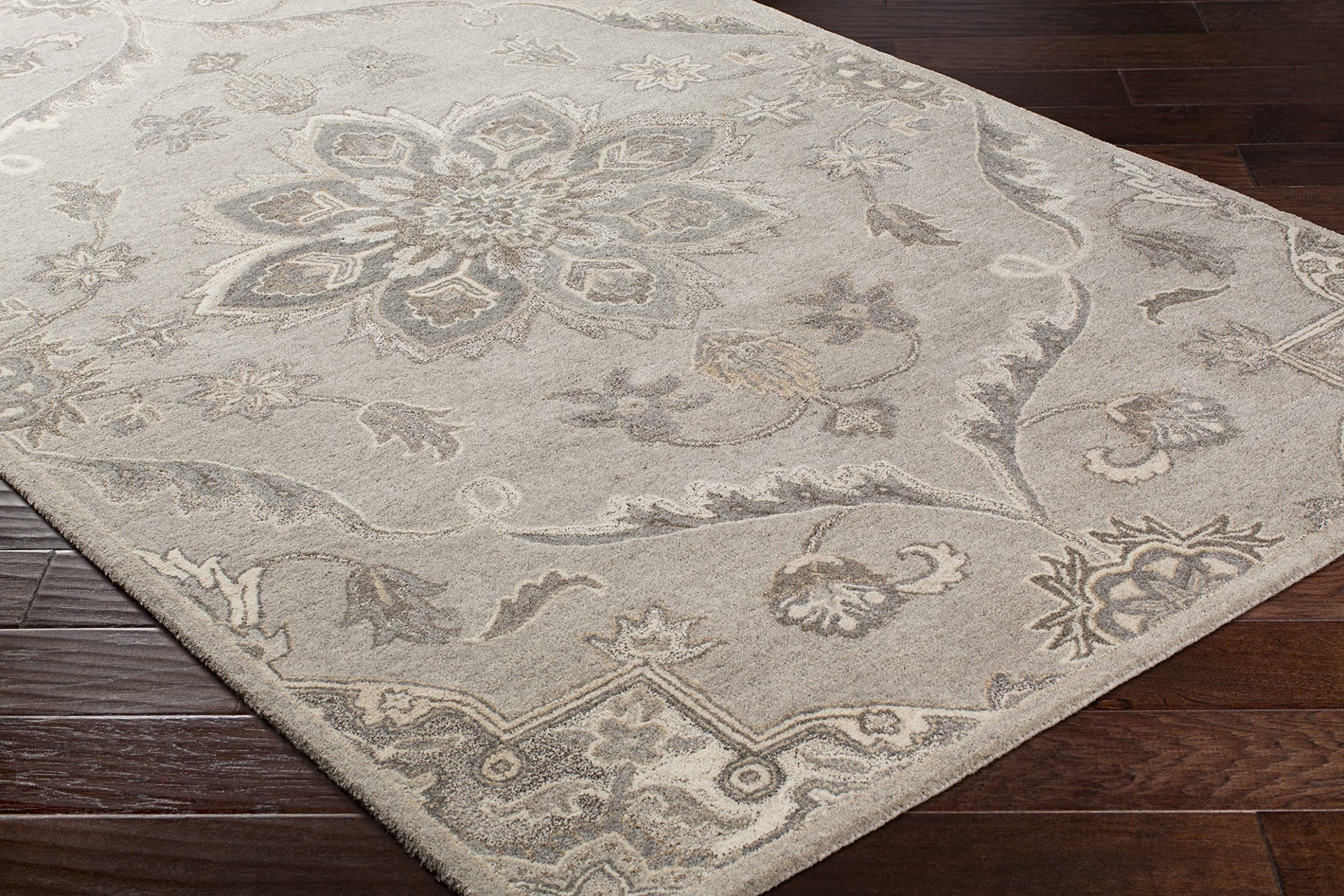 Hauteloom Peterstown Wool Area Rug for Living Room & Bedroom - Traditional Gray, Black, Brown - 4' x 6' - Soft & Durable - Perfect for Home Decor, Cozy Spaces & High Traffic Areas