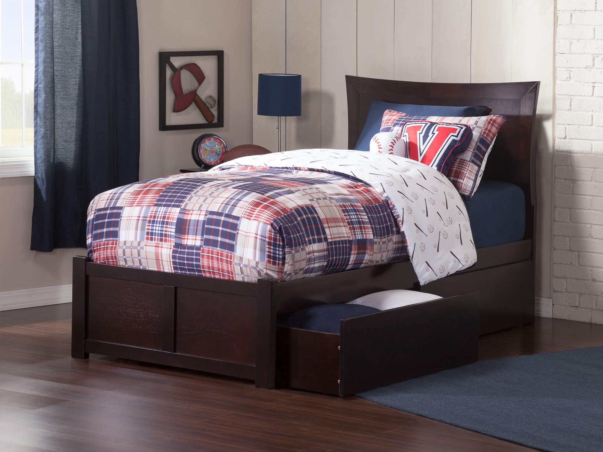 AFI Metro Platform Bed with Footboard, Storage Drawers & USB Charger - Modern Bedroom Furniture for Small Spaces with Smart Charging Solution | Perfect for Apartments, Dorms & Guest Rooms