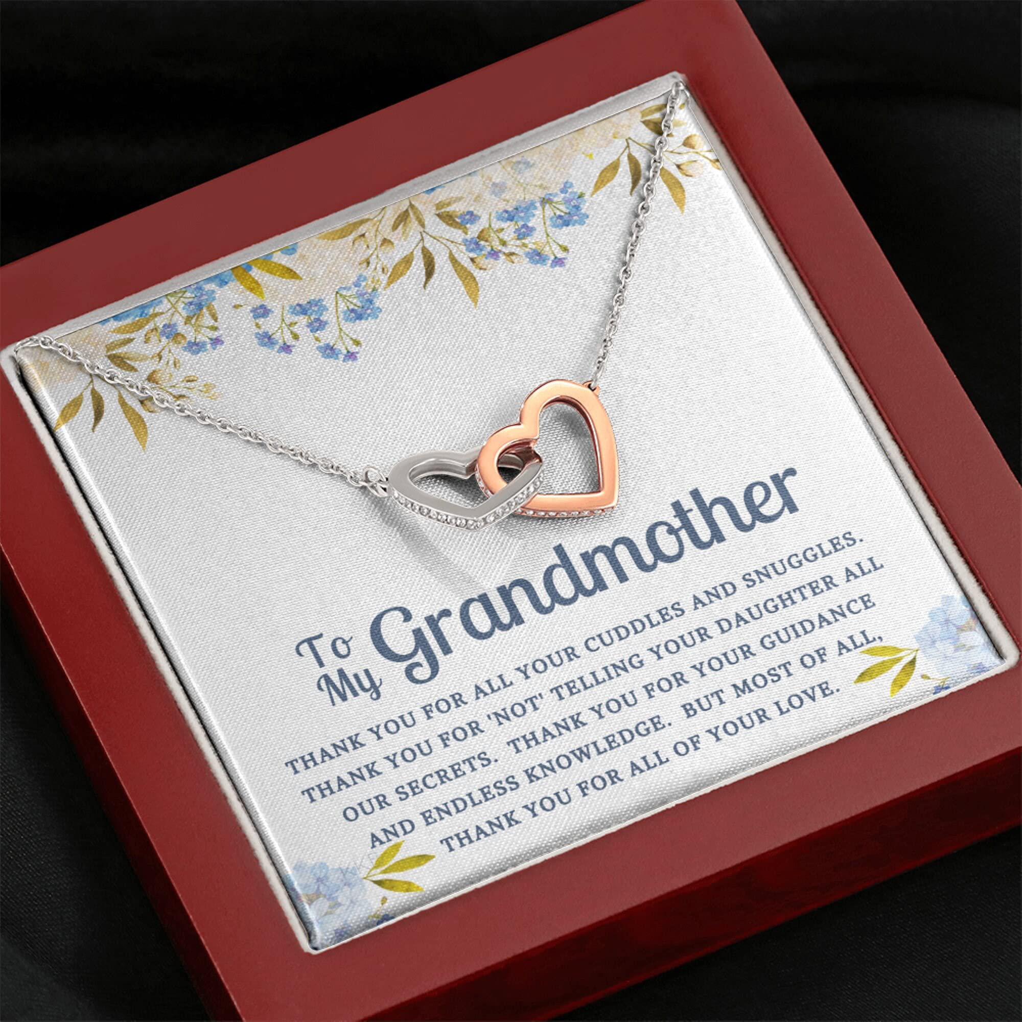 Handmade Message Card Necklace - Personalized Jewelry Gift for Grandmother, Granddaughter & Loved Ones | Christmas, Birthday & Special Occasion Present | Elegant Love Knot Pendant for Everyday Wear & Heartfelt Moments