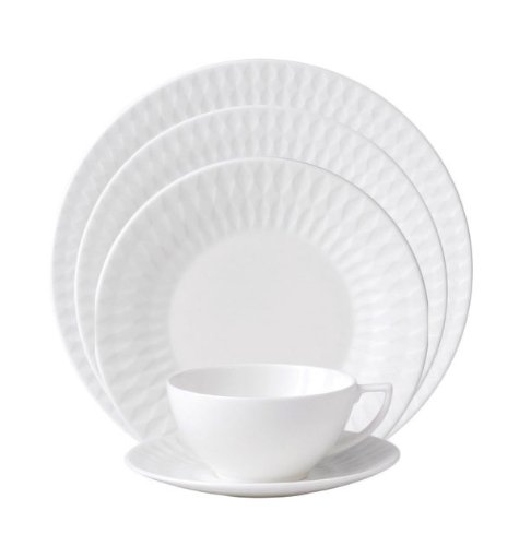 Luxury Diamond Embossed 5-Piece Dinnerware Set - Elegant Tableware for Wedding, Anniversary & Special Occasions | Perfect for Fine Dining, Holiday Gatherings & Formal Events