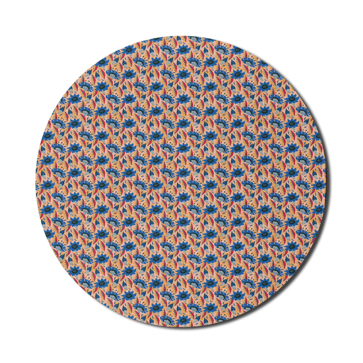 Ambesonne Floral Computer Mouse Pad - Non-Slip Thick Rubber Gaming Mousepad with Endemic Flowers & Leaves Design, 8 Inch Round Multicolor - Perfect for Office, Home & Gaming Setup