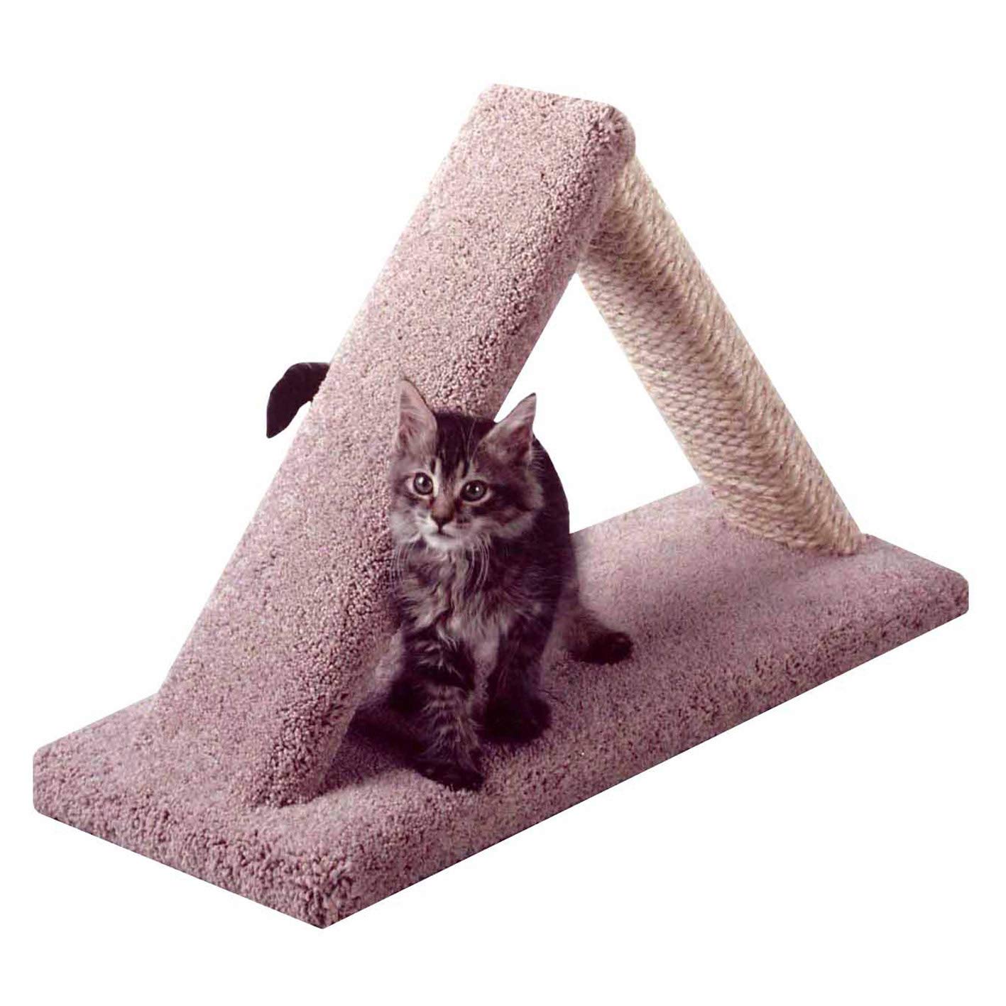 Premium Solid Wood Triangle Cat Scratching Post with Sisal & Carpet Poles - Handmade in USA, Natural Green - Perfect for Indoor Cats, Furniture Protection & Playtime Enrichment
