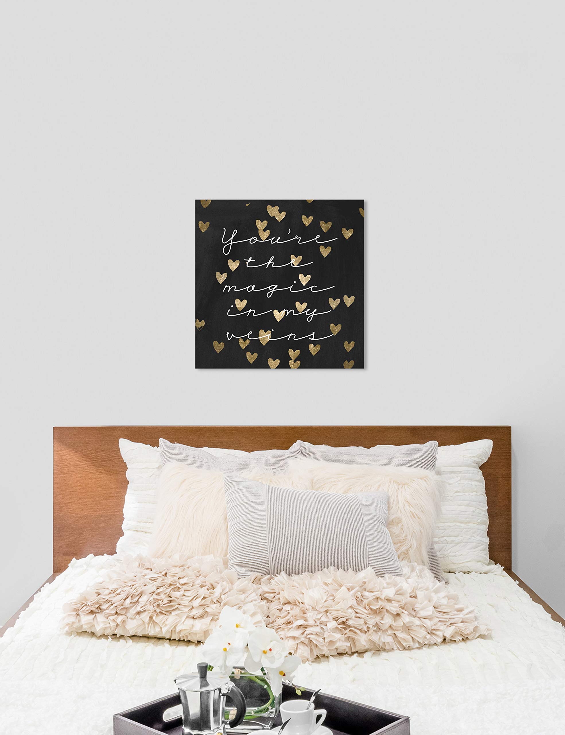 Oliver Gal Artist Co. 'Magic in Me Night' Typography Wall Art Canvas Print - 30x30 Inch Black & Gold Quote Home Decor - Perfect for Living Room, Bedroom & Office Inspiration