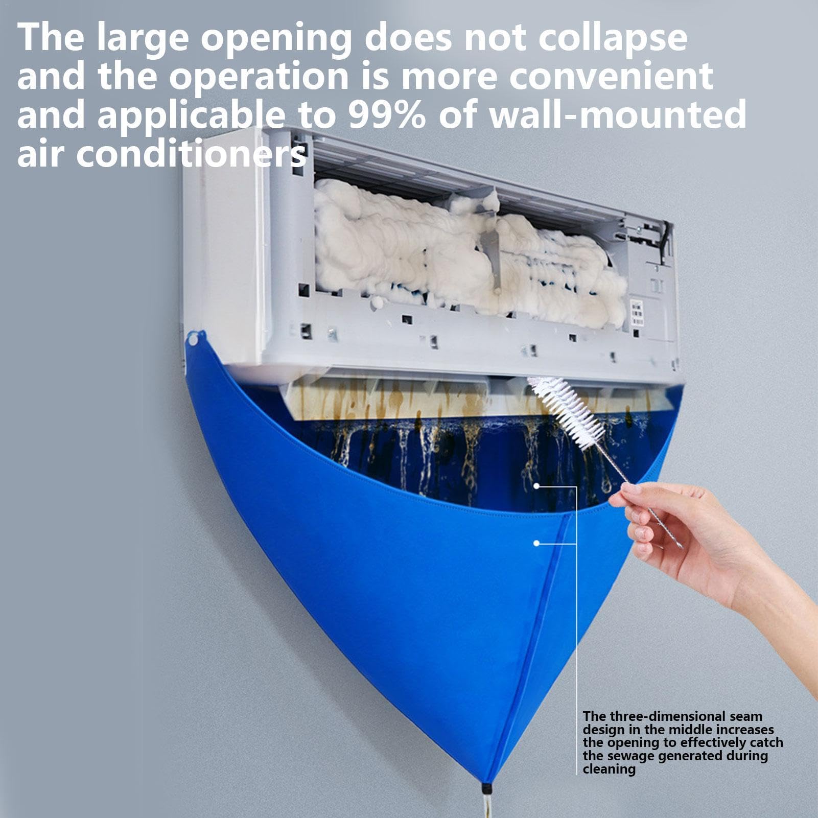 Air Conditioner Cleaning Kit - Reusable Waterproof Cover with Brush & Dust Bag for Wall AC Units | Perfect for Home & Office Maintenance
