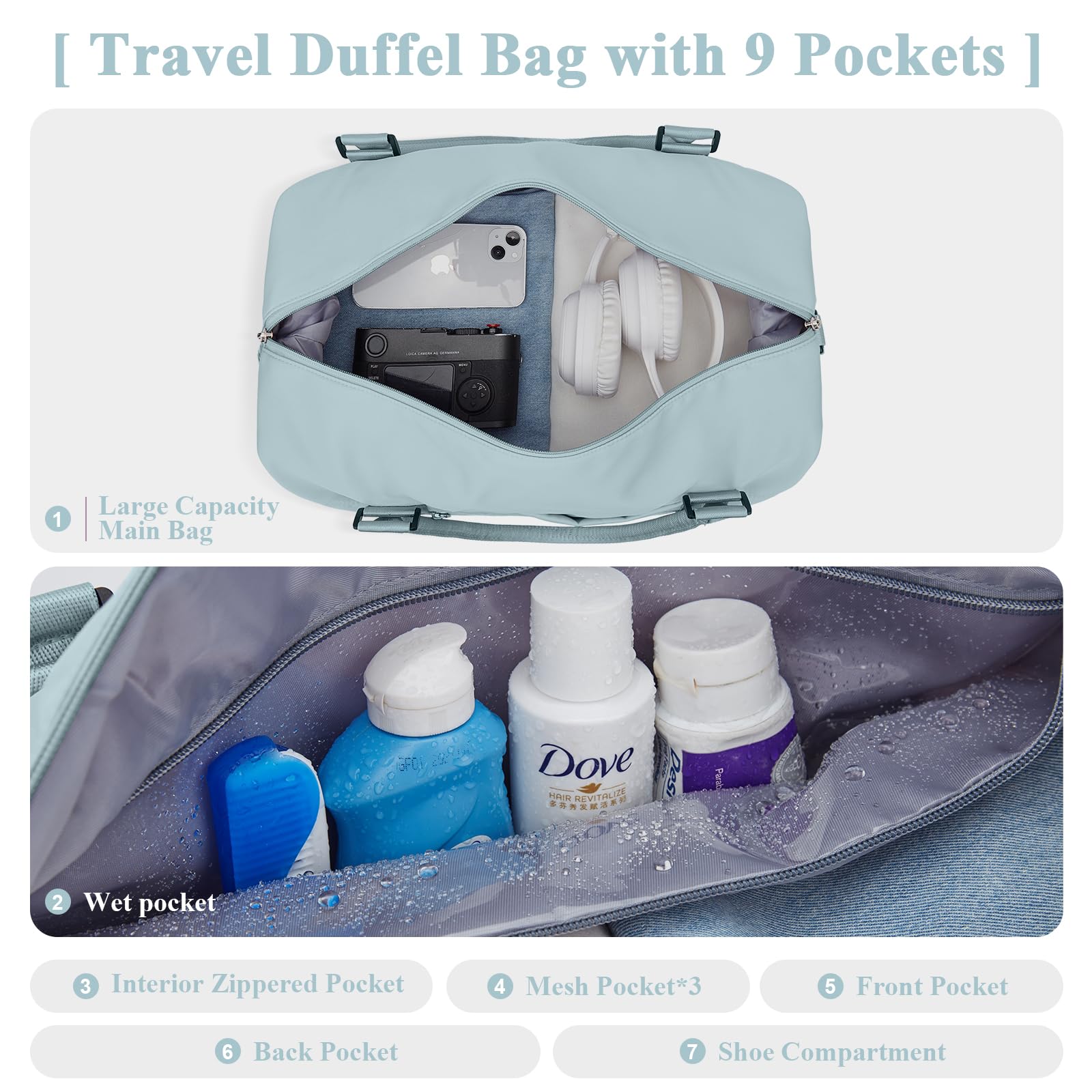 Stylish Travel Duffel Bag with Separate Shoes Compartment - Women's Weekender Overnight Bag for Gym, Work & Airplane Carry-On | Perfect for Business Trips, Weekend Getaways & Fitness Travel