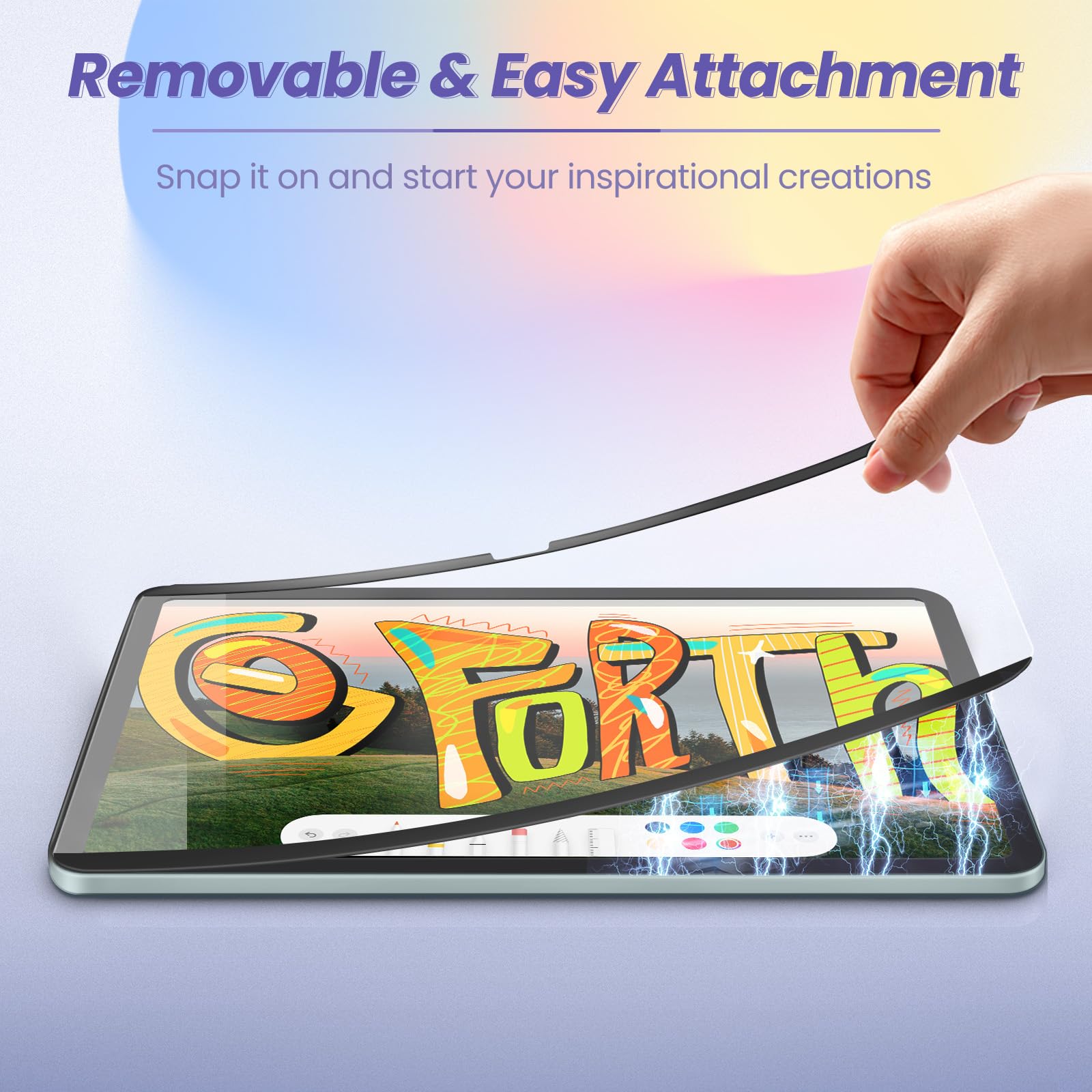 MoKo Magnetic Matte Screen Protector for iPad Air 13 Inch (2024/2025 M2/M3, 6th/7th Gen) - Anti-Glare, Detachable & Reusable Paper Feel Film - Easy Installation for Work, Study & Digital Art