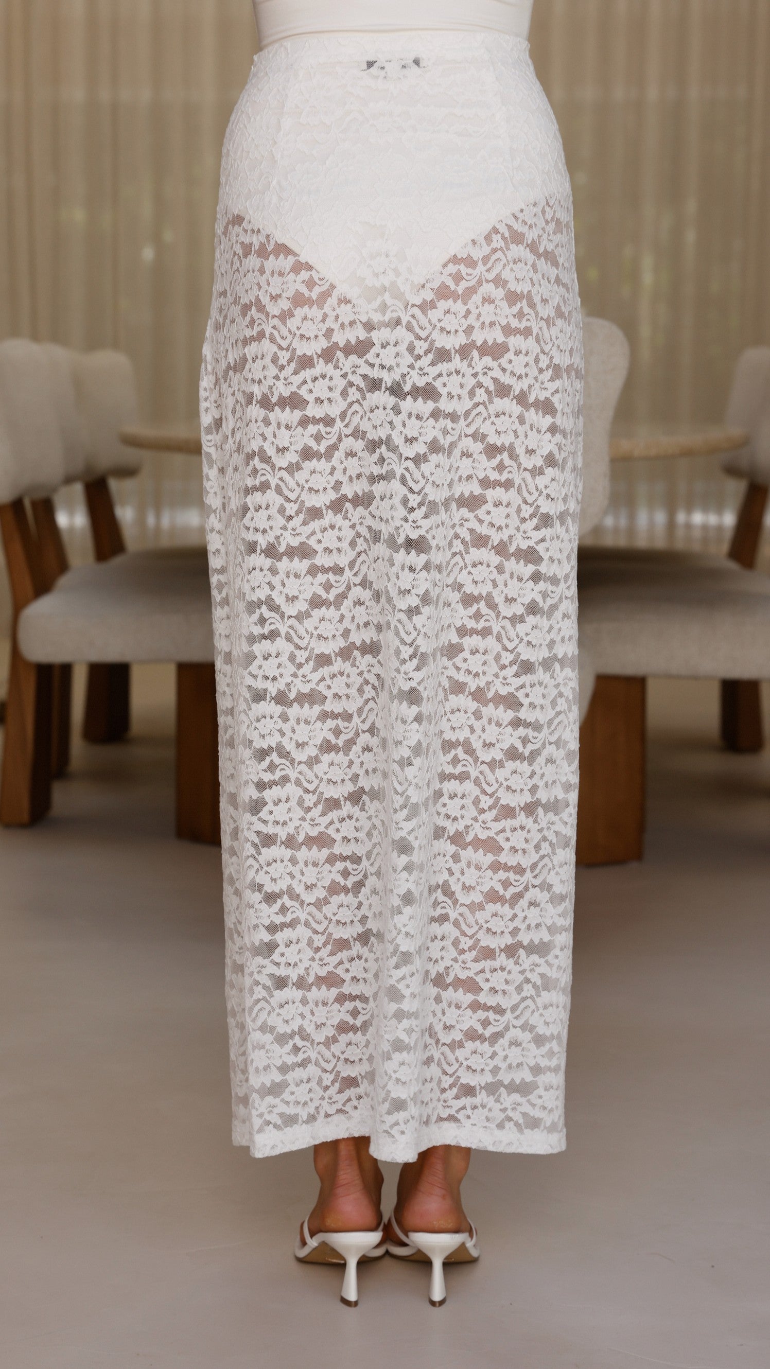 Harlene Elegant White Lace Maxi Skirt for Women - Perfect for Weddings, Parties & Summer Outfits
