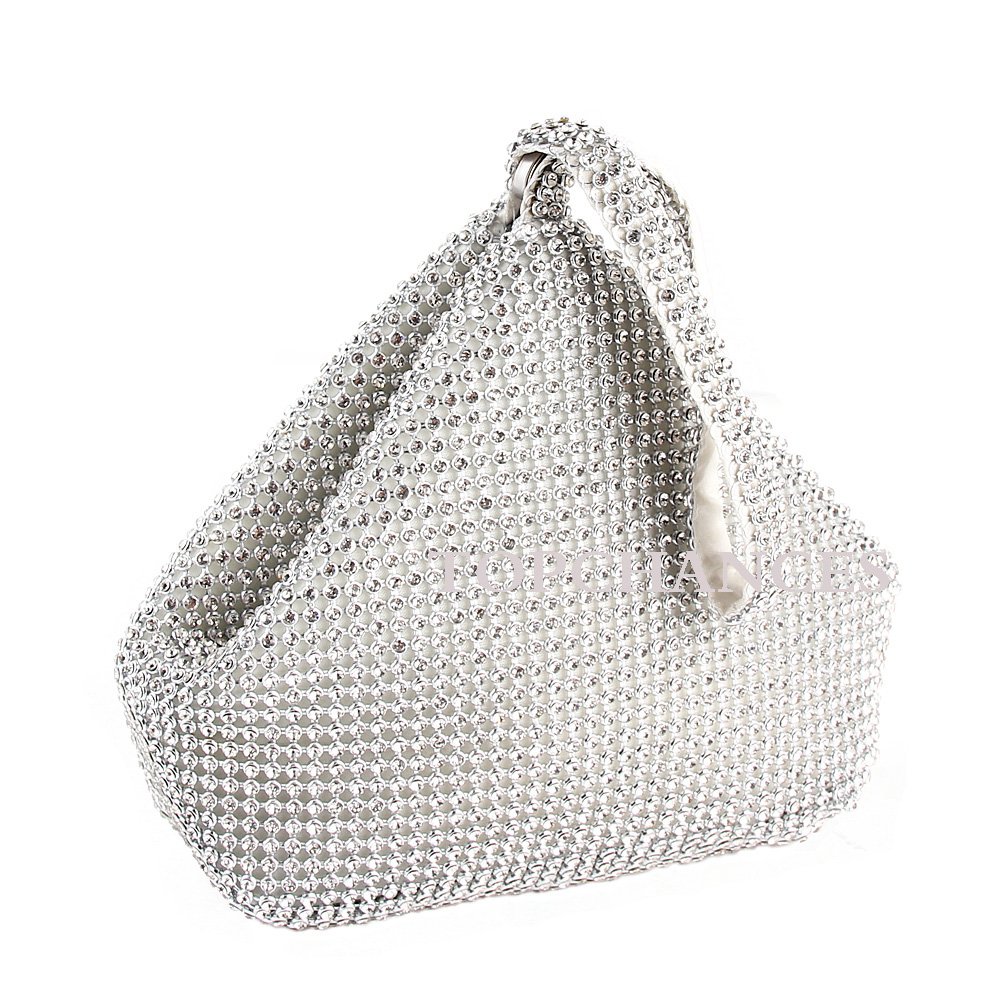 TOPCHANCES Women's Rhinestone Evening Clutch Purse - Sparkly Triangle Bling Handbag for Party, Wedding & Prom - Elegant Small Clutch Bag for Women & Girls