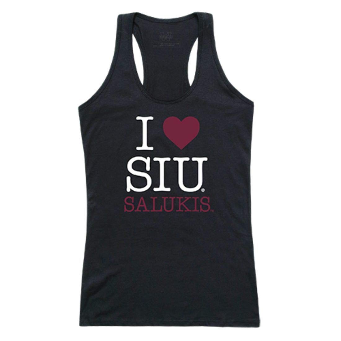 SIU Southern Illinois University Salukis Women's Love Graphic Tank Top - Soft Cotton Black Tee for Casual Wear, Gym & School Spirit