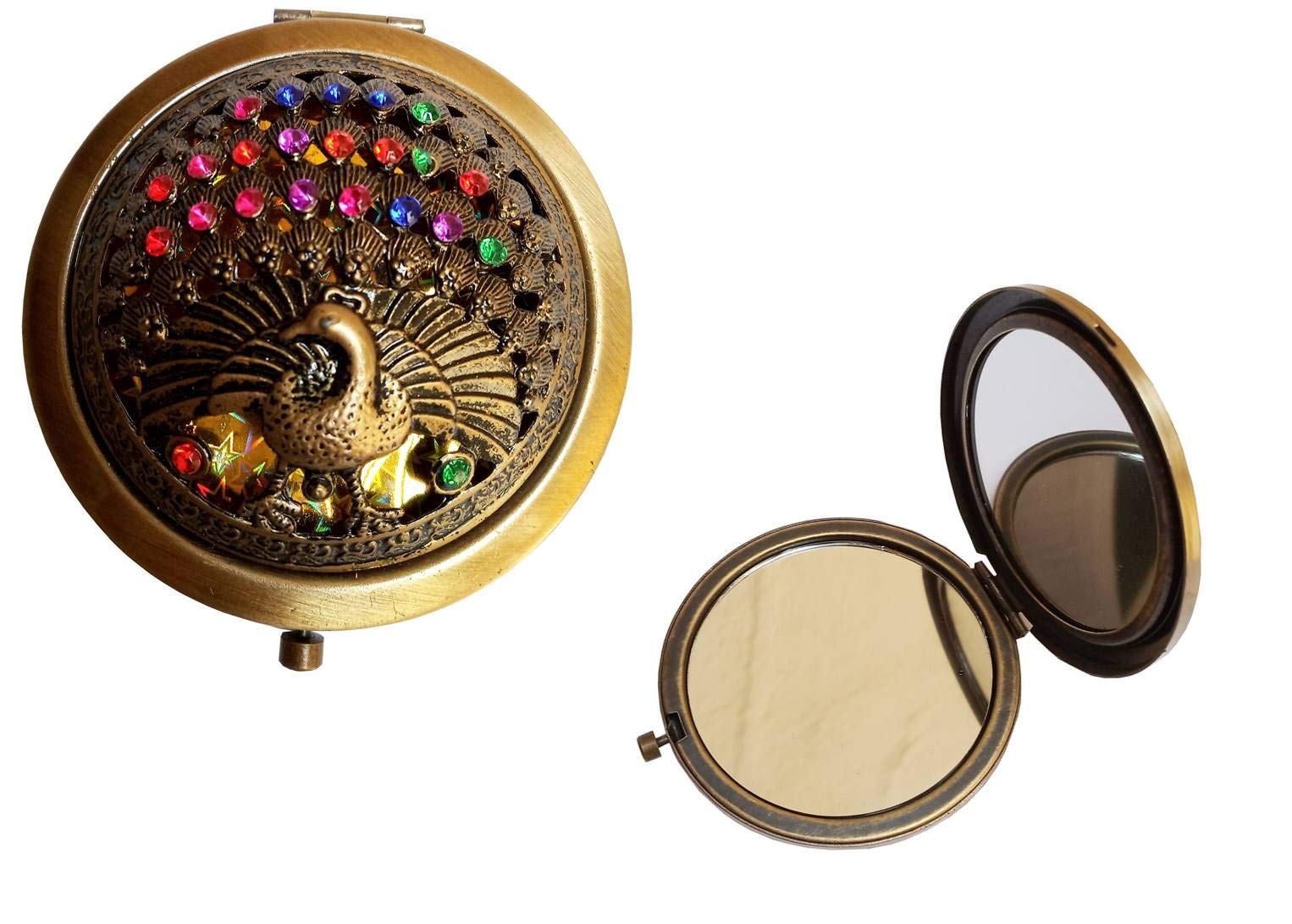 Purpledip Vintage Beauty Vanity Mirror - Royal Design Makeup Mirror with Adjustable Lighting, Multicolor (12018) | Perfect for Dressing Table, Bathroom & Professional Makeup Artists