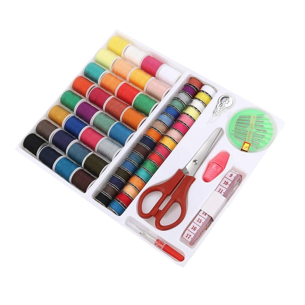 Premium Portable Sewing Kit with 100 Supplies & 64 Thread Spools - Mini Travel Sewing Accessories for Adults, Kids & Beginners - Perfect for DIY, Emergency Repairs, Home & Travel Use