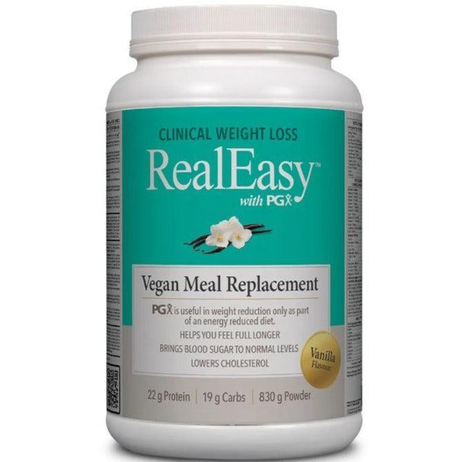 Natural Factors Real Easy With PGX Vegan Meal Replacement Vanilla 830g - Plant-Based Protein Powder for Weight Management & Healthy Lifestyle - Perfect for Smoothies, Shakes & On-The-Go Nutrition