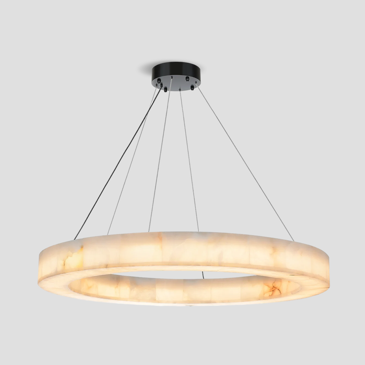 Elegant Alabaster Halo Ring Chandelier - Modern Crystal Ceiling Light Fixture for Dining Room, Bedroom & Living Room Decor
