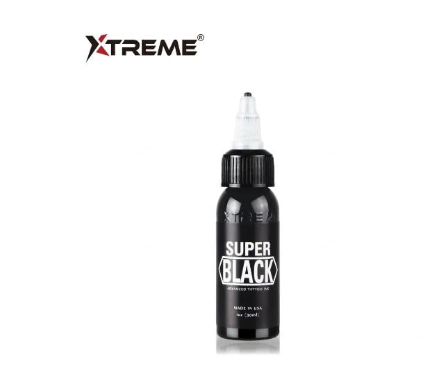 Xtreme Colors Super Black Tattoo Ink - 1oz Professional Tattoo Pigment Bottle for Artists - Perfect for Black & Grey Tattoos, Permanent Makeup & Body Art