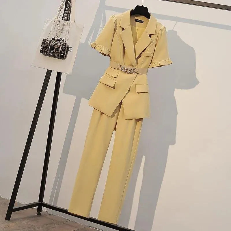 Stylish Summer Ladies Pantsuit Outfit - Breathable & Comfortable Women's Suit for Office, Travel & Casual Wear