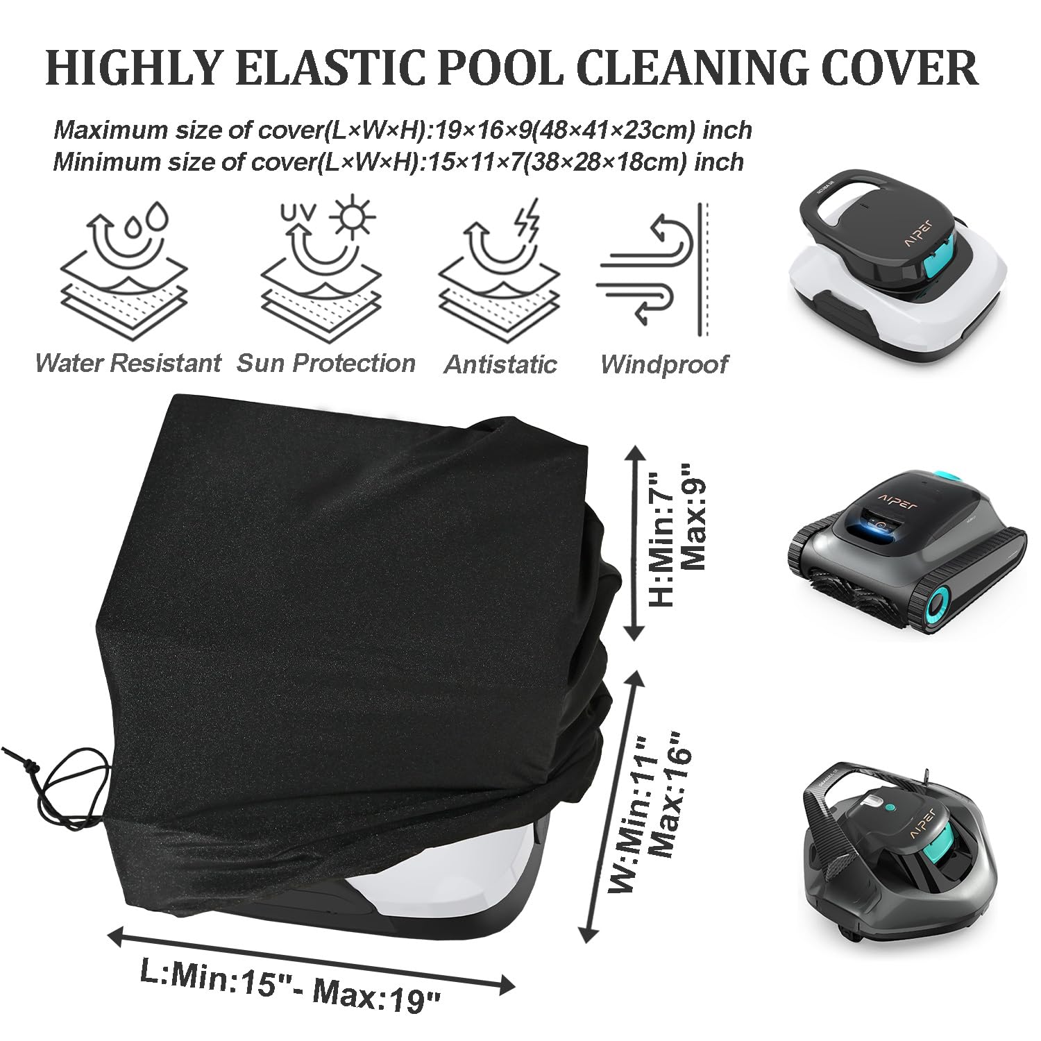 **AIPER Scuba SE/S1/Seagull SE Robotic Pool Cleaner Cover - Dustproof, Waterproof, UV & Wind Resistant Protective Case for Pool Vacuum - Perfect for Outdoor Storage & Travel**