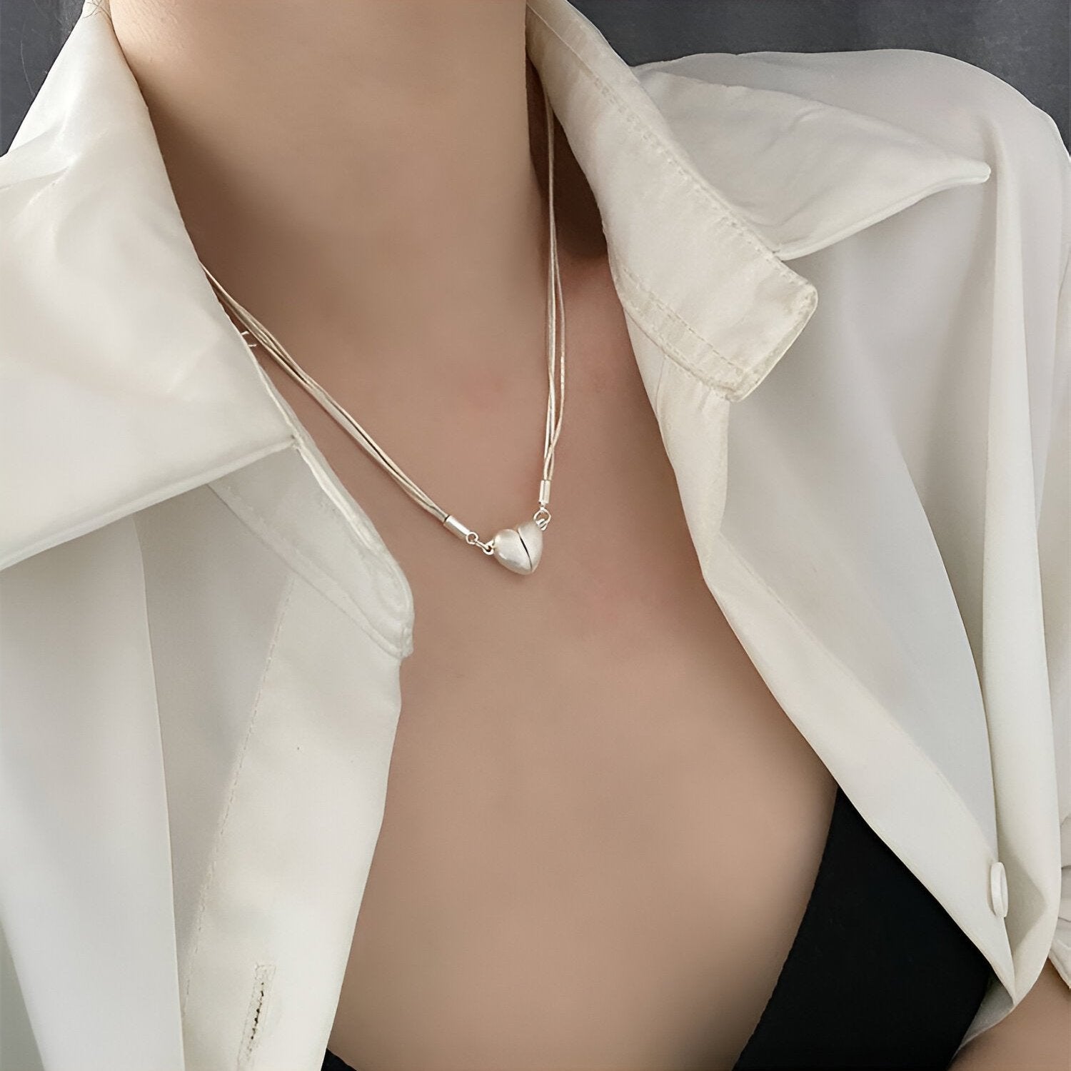 Y2K Multistrand Magnetic Heart Choker Necklace | Trendy Layered Magnetic Closure Choker | Perfect for Valentine's Day, Date Night & 90s Retro Outfits