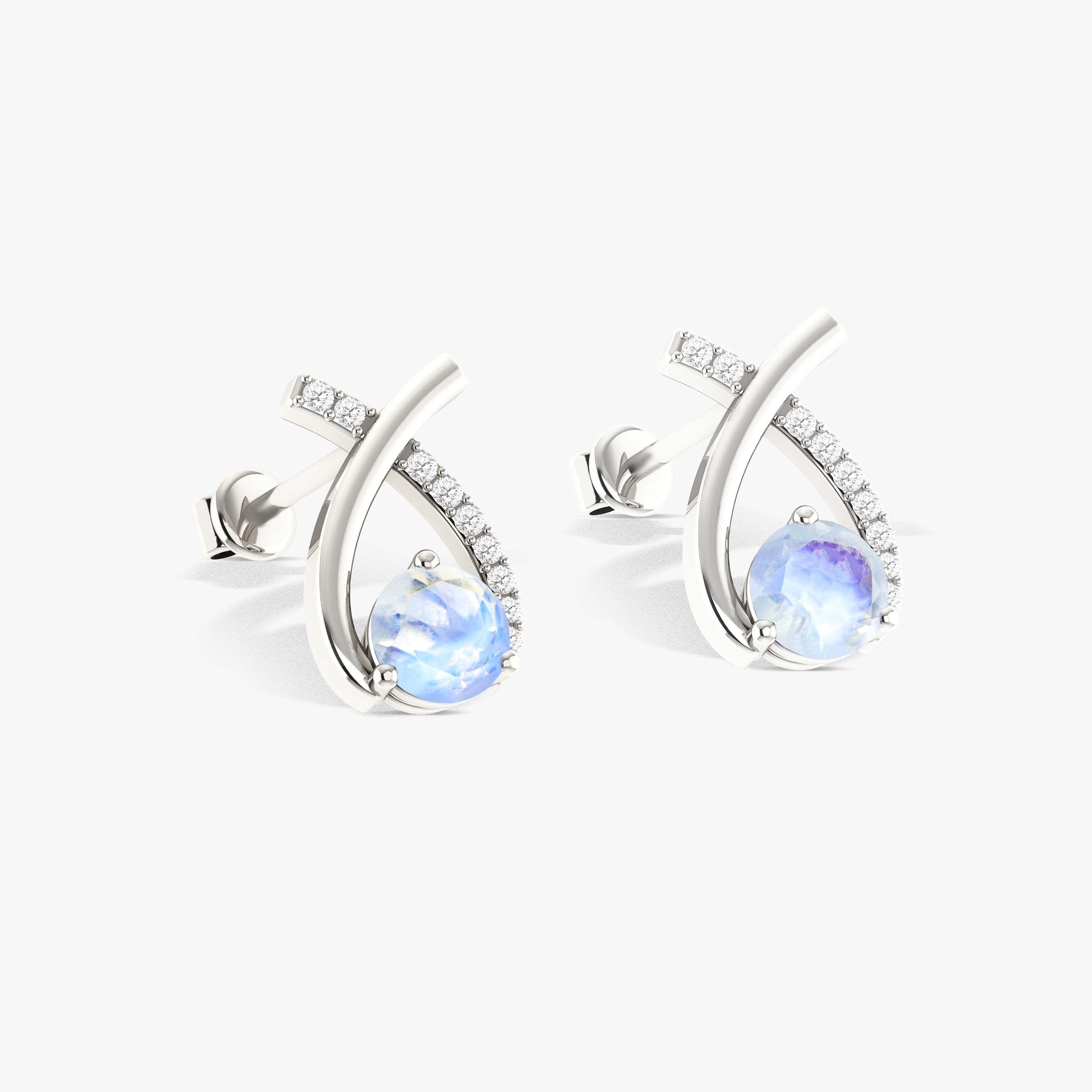 5MM Round Natural Moonstone Opal Stud Earrings for Women - Hypoallergenic Sterling Silver Post Earrings - Perfect for Everyday Wear, Gift Giving & Special Occasions