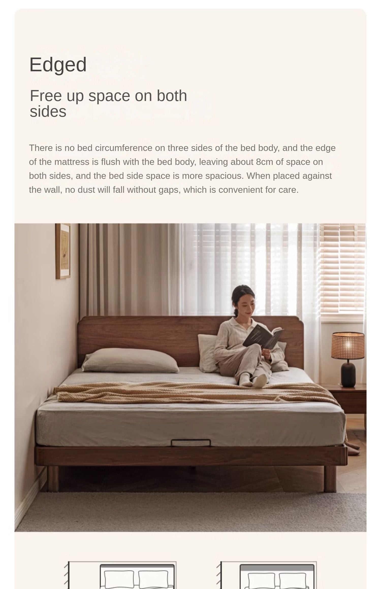 Premium Solid Oak & North American Black Walnut Wood Bed Frame - Handcrafted Luxury Bed for Master Bedroom, Guest Room & Modern Farmhouse Decor