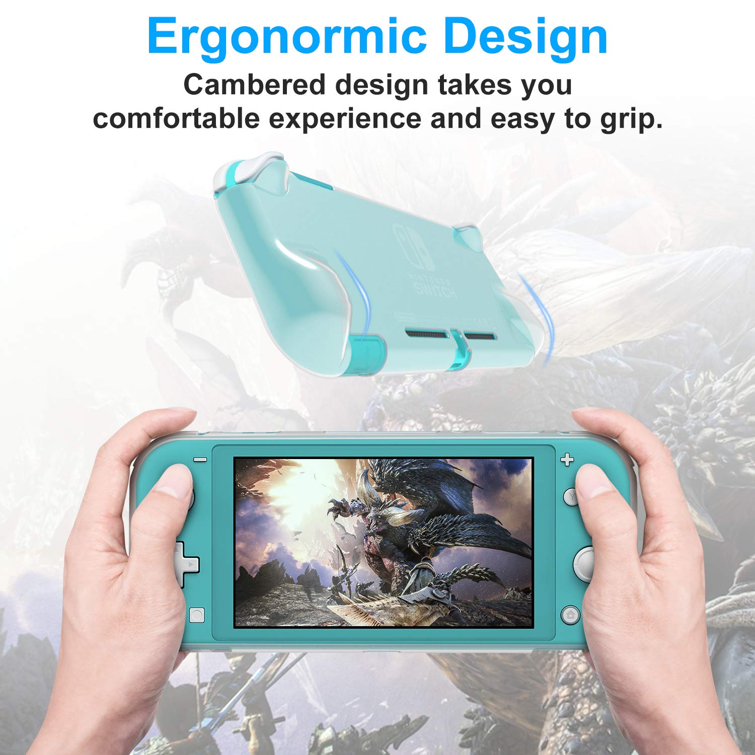 Nintendo Switch Lite Accessories Bundle - Coral Carry Case, TPU Protective Cover, Thumb Grip Covers & Screen Protector | Travel Protection Kit for Gaming on the Go