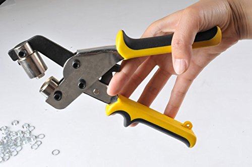 Portable Hand Press Grommet Tool Kit with 500pcs Yellow Eyelets - Heavy Duty Hole Punch for Vinyl Banners, Signs, Tarps & Fabric - Perfect for DIY Projects, Home Repairs & Professional Sign Making