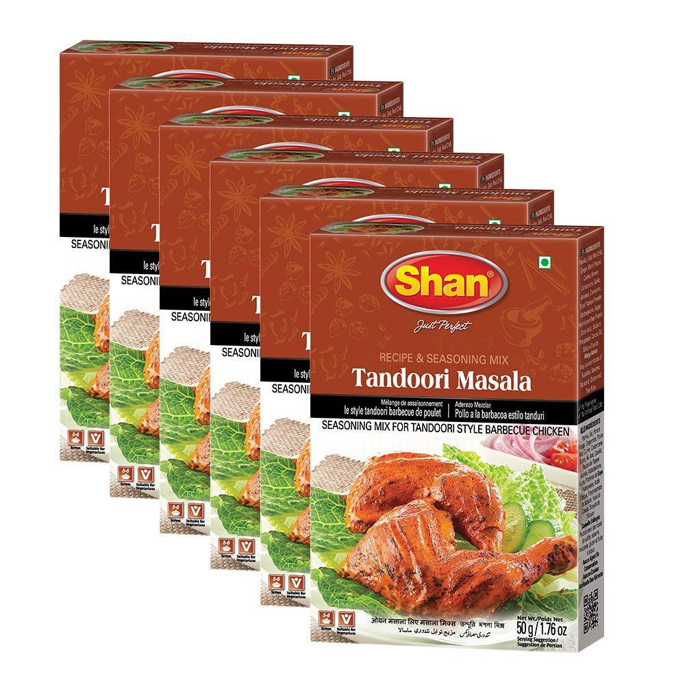 Authentic Tandoori Spice Mix 1.76oz (50g) - Premium Indian Seasoning for Chicken, Meat & Vegetables - Gluten-Free & Vegetarian Friendly - Great for BBQ, Grilling & Marinating - Pack of 6 in Resealable Bags (Perfect for Home Cooking & Outdoor Parties)