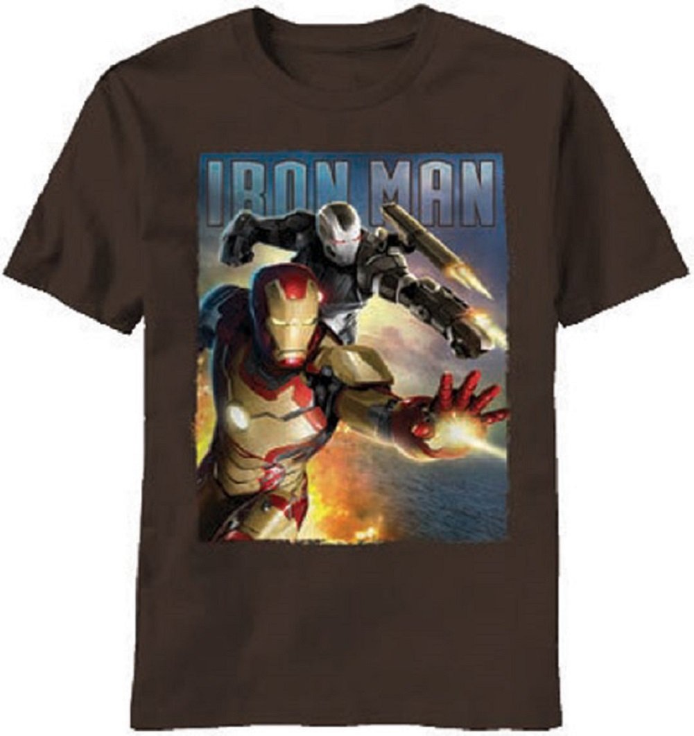Iron Man 3 Blast Team Men's Brown Graphic T-Shirt - Marvel Superhero Casual Tee for Cosplay, Comic Con & Everyday Wear