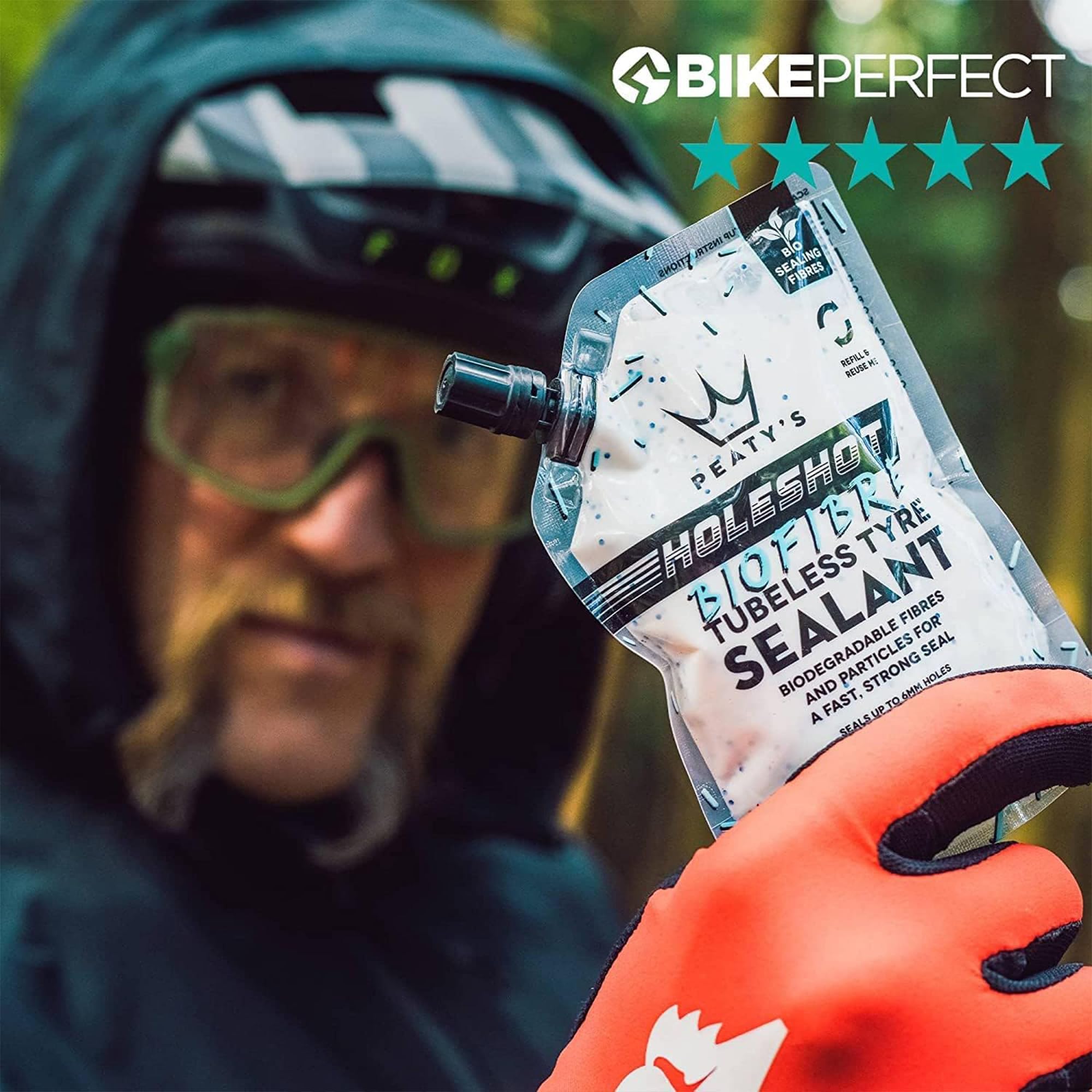 Peaty's Holeshot Biofibre Tubeless Tire Sealant - Fast Acting Puncture Repair for Mountain, Road & Gravel Bikes - Prevents Flat Tires for Off-Road, Commuting & Adventure Cycling