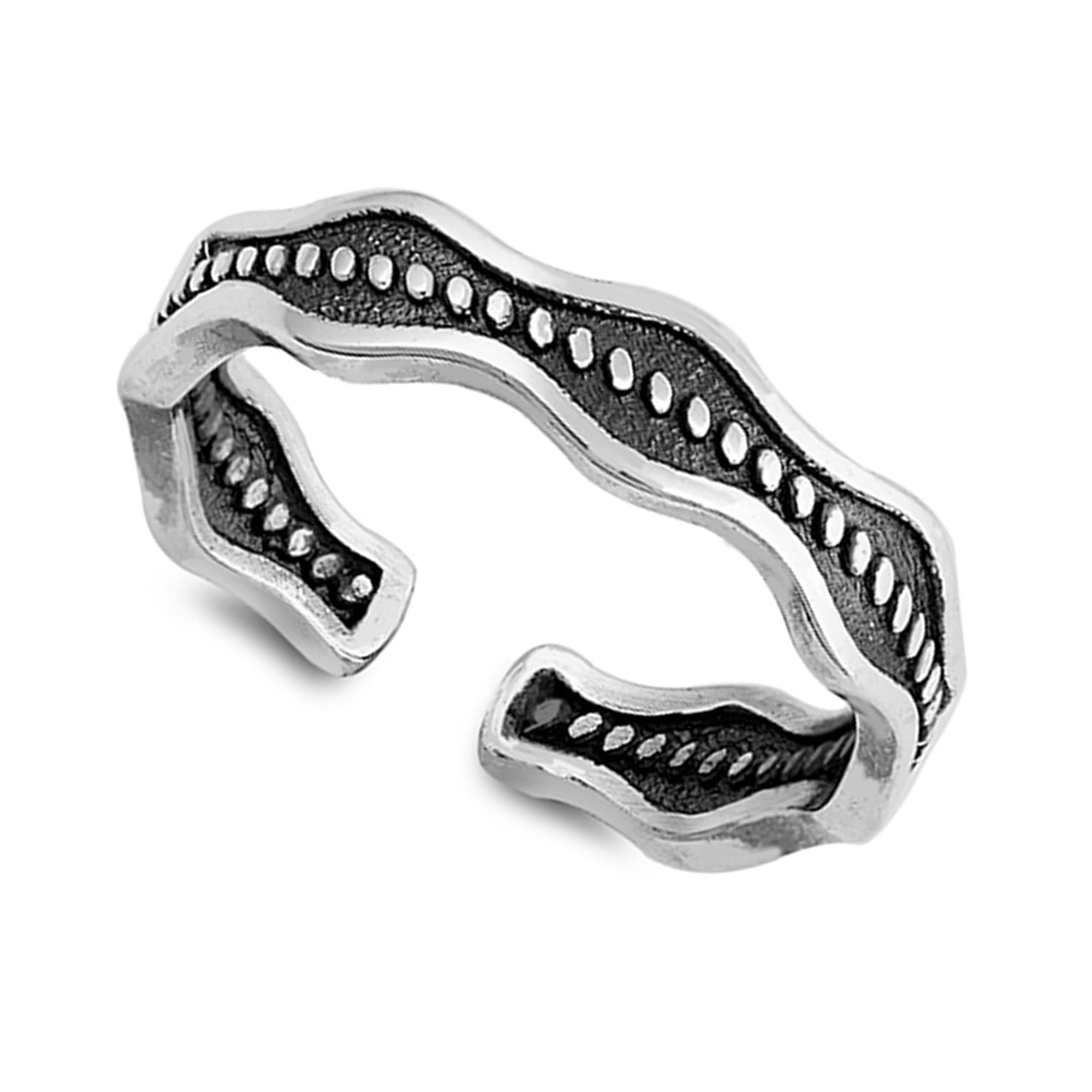 925 Sterling Silver Wavy Bali Adjustable Toe Rings for Women - Boho Beach Wedding Summer Jewelry - Perfect for Sandals, Flip Flops & Barefoot Occasions