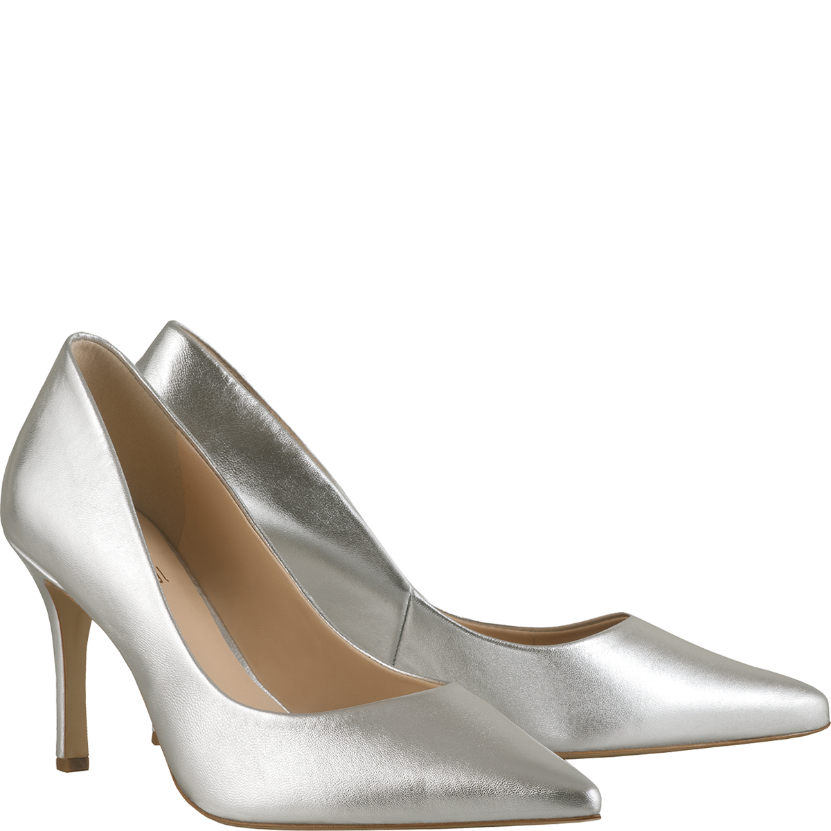 HOGL Women's Silver Leather Stiletto Heels 70mm - Elegant High Heel Pumps for Office, Party & Special Occasions