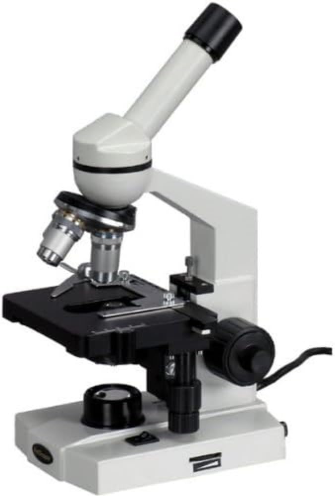 AmScope M600-TK50 40X-1000X Advanced Compound Microscope with 3D-Stage, Book, Slides & Carrying Case - Perfect for Students, Hobbyists & Lab Professionals in Biology, Chemistry & Science Education