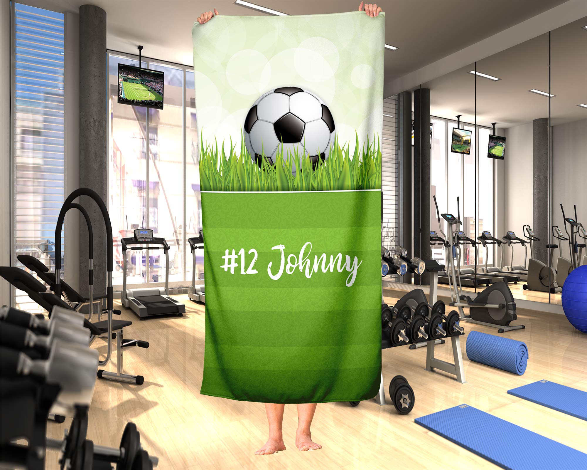 Custom Soccer Themed Towel for Kids & Adults - Personalized Soccer Ball Design Travel, Beach, Pool & Bath Towel - Perfect for Sports Enthusiasts, Toddlers, Boys & Girls (Red) - Great for Soccer Games, Beach Trips, Pool Parties & Bath Time
