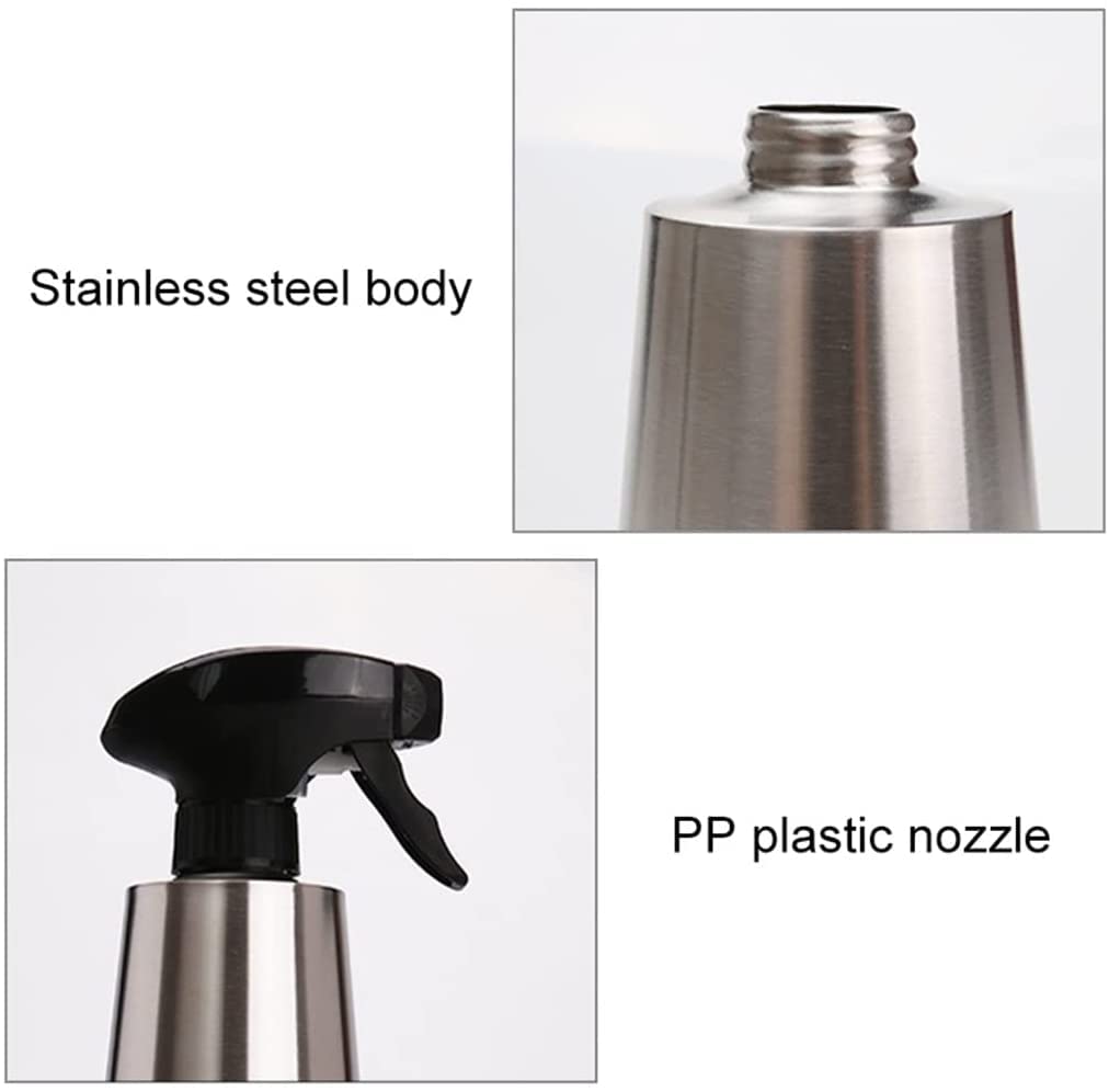 Premium Stainless Steel Oil Spray Bottle - 500ml Olive Oil Sprayer for Kitchen, Cooking, Baking & Grilling - Non-Aerosol Mister for Healthy Cooking & BBQ Tools (Silver) - Perfect for Salad Dressing, Frying & Baking