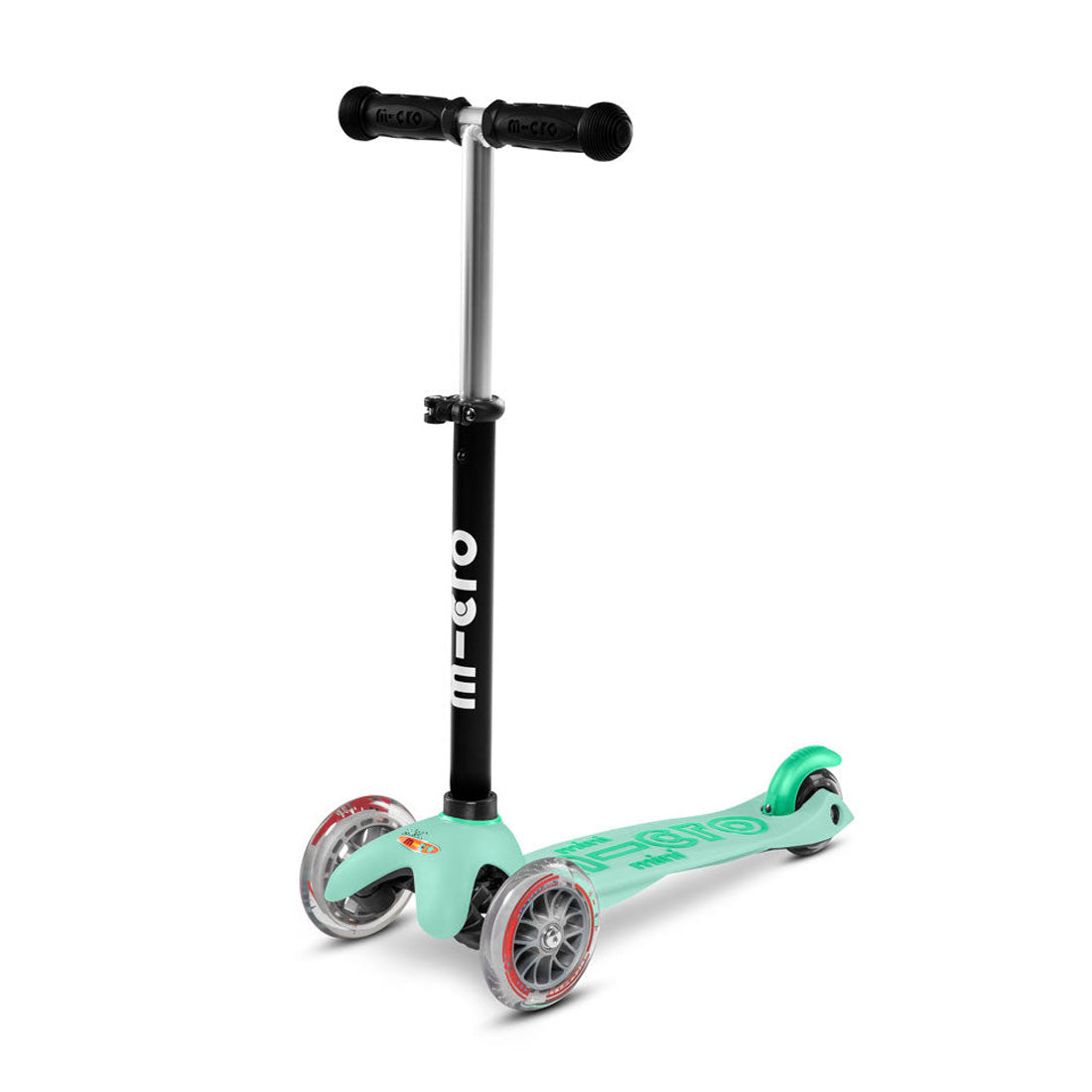 Micro Mini 2Go Deluxe Plus 3 Wheel Scooter for Kids - Lightweight Foldable Kick Scooter with Adjustable Handlebar, Mint Green - Perfect for Commuting, Park Rides & Neighborhood Fun