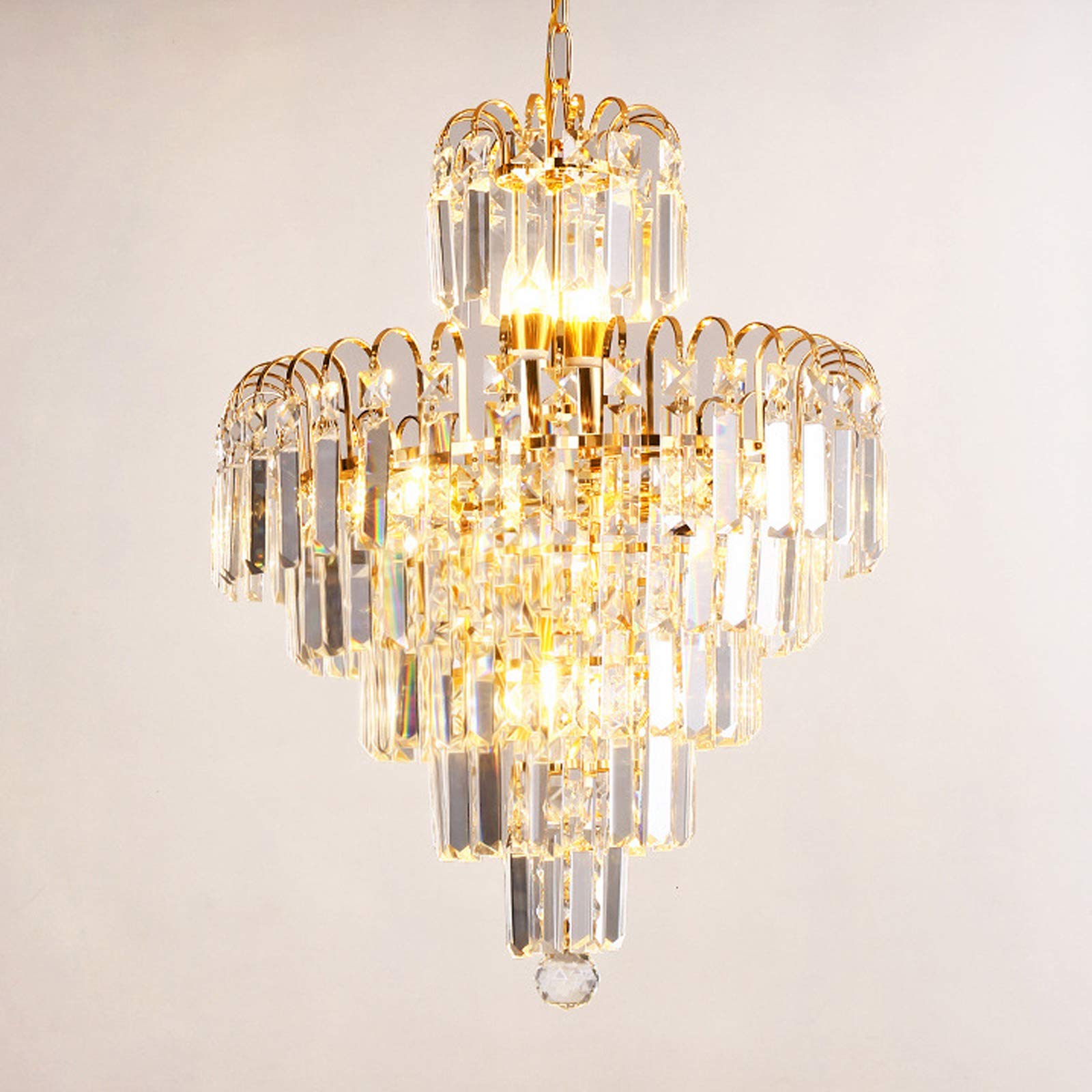 TFCFL Modern Luxury Crystal Chandelier Ceiling Light - 4-Head LED Hanging Lamp with K9 Crystal Lampshade, Energy Saving Pendant Fixture for Bedroom, Living Room, Kitchen & Bar - Perfect for Dining Areas, Entryways and Luxury Home Decor