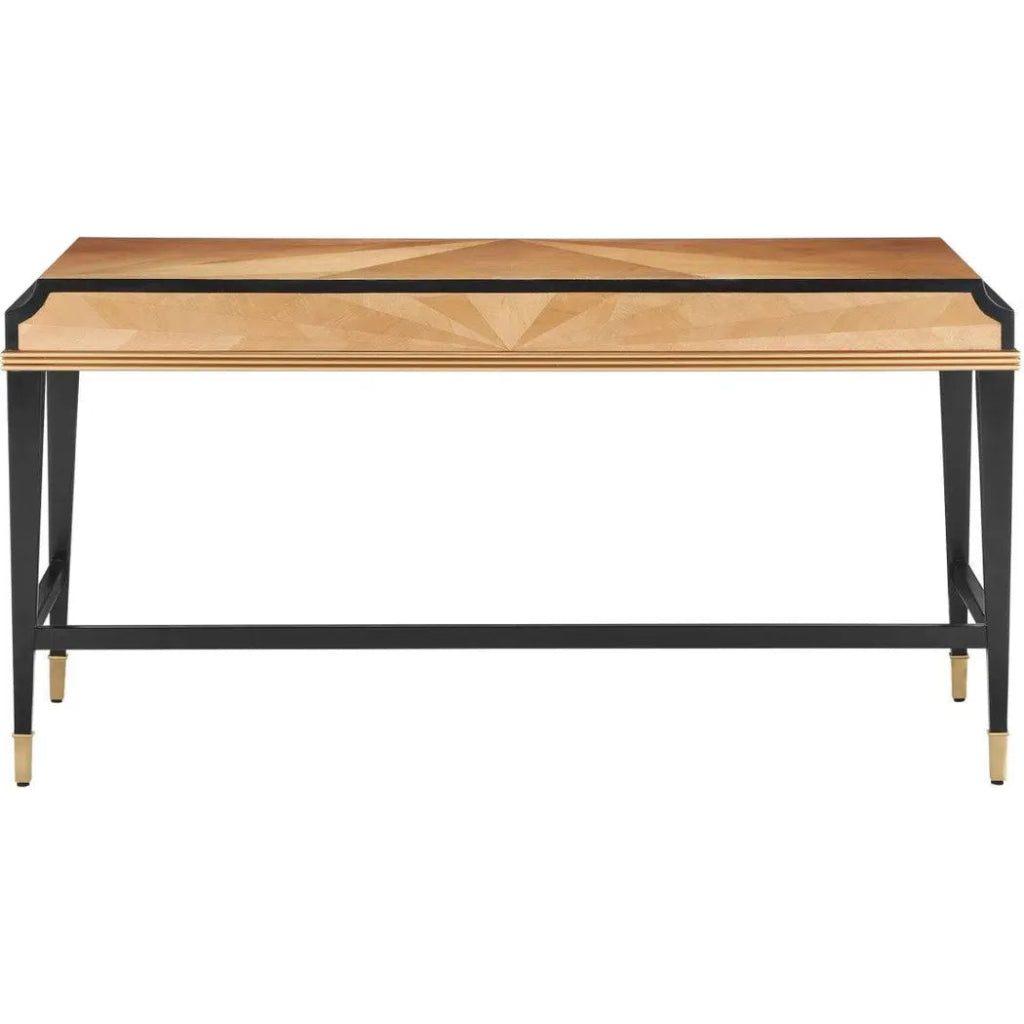 60.5 Inch Kallista Taupe Wood Black Modern Writing Desk - Home Office Furniture for Study, Work & Remote Learning
