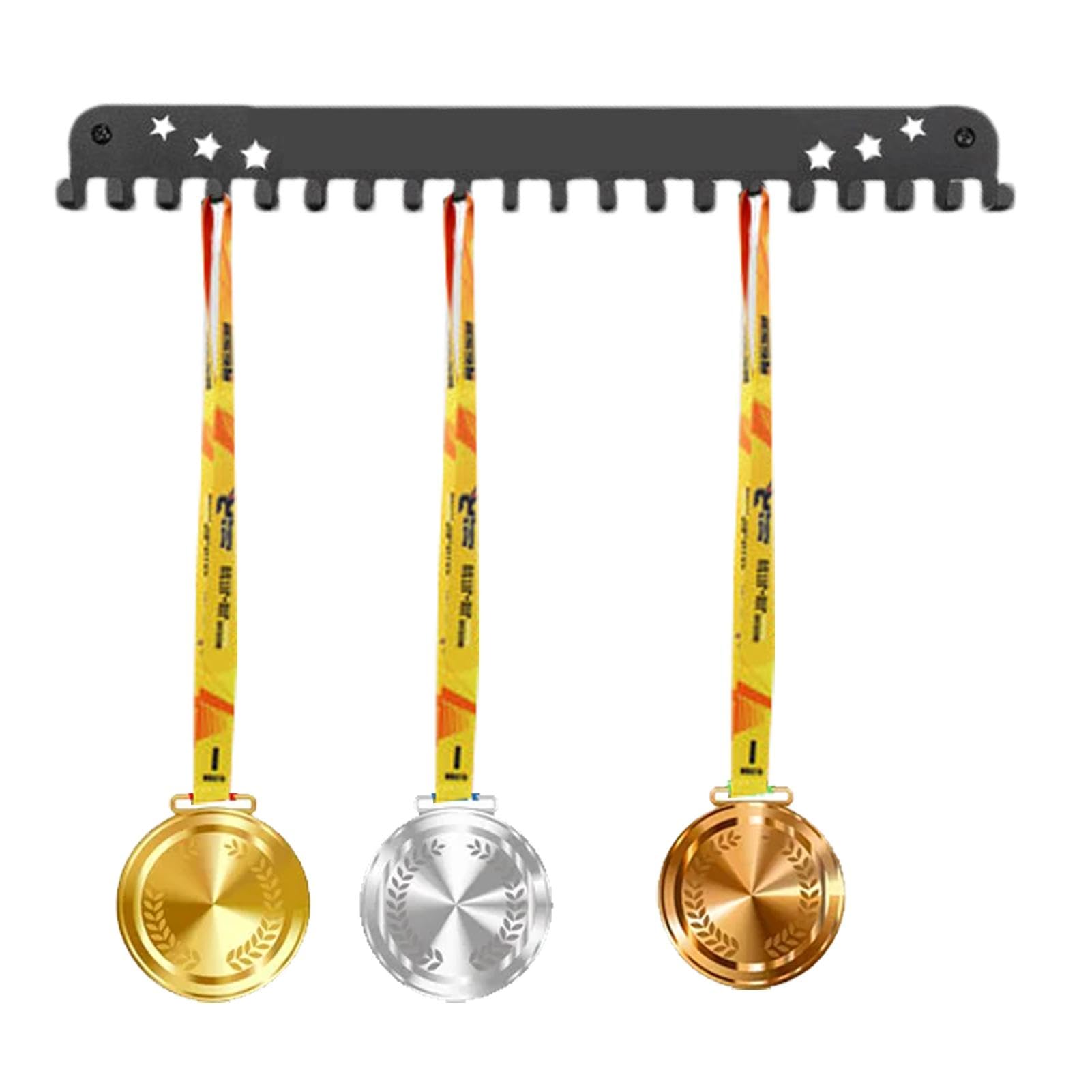 Premium Award Ribbon Display Rack & Medal Holder - Durable Iron Trophy Shelf for Wall Mounting | Perfect for Sports Medals, Academic Awards & Never Give Up Motivation Displays - Ideal for Trophy Rooms, Offices & Gym Decor