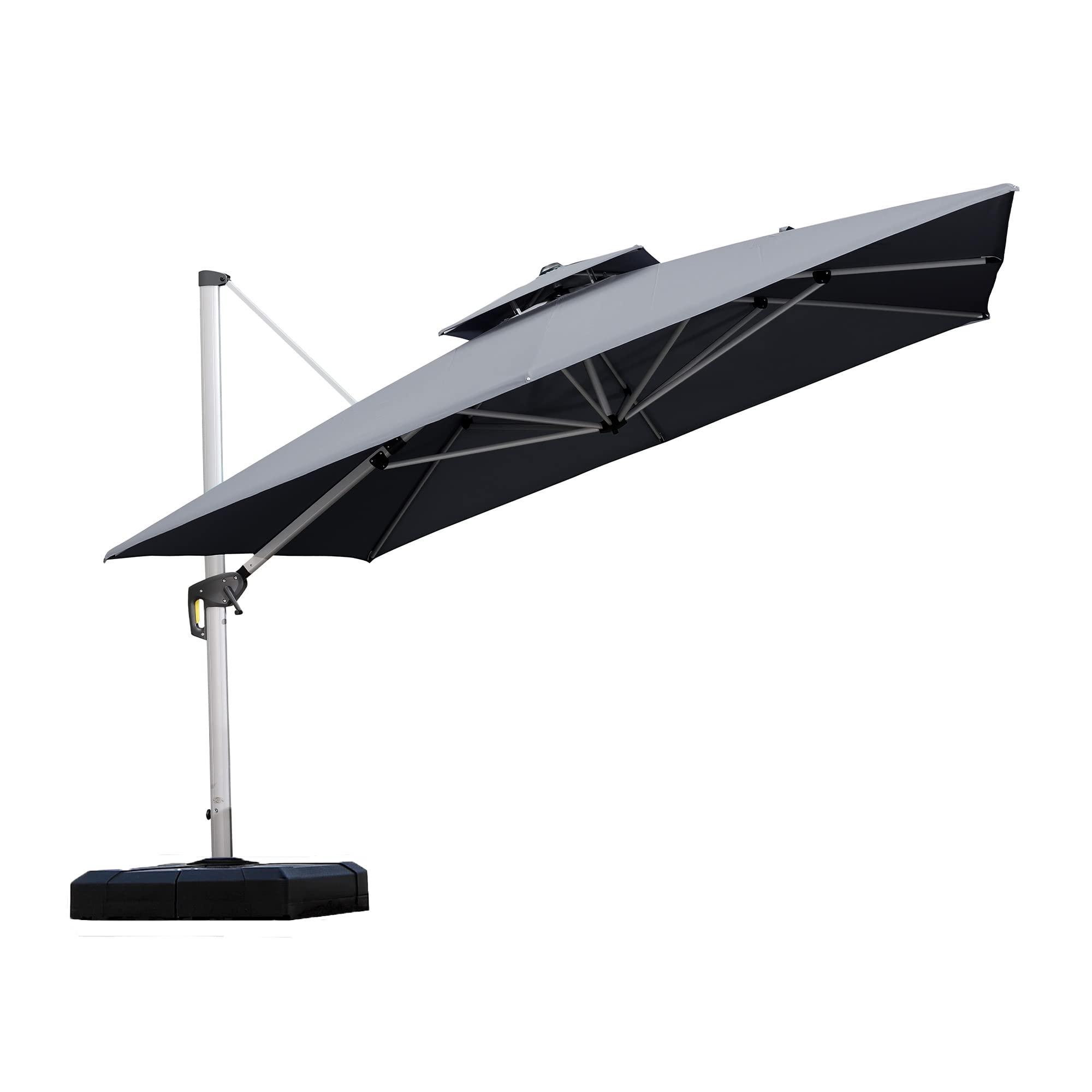 PURPLE LEAF 11FT Double Top Deluxe Square Patio Umbrella - Offset Hanging Cantilever Outdoor Market Umbrella for Garden, Backyard, Poolside (Grey) | Perfect for Shade, Relaxation & Outdoor Dining