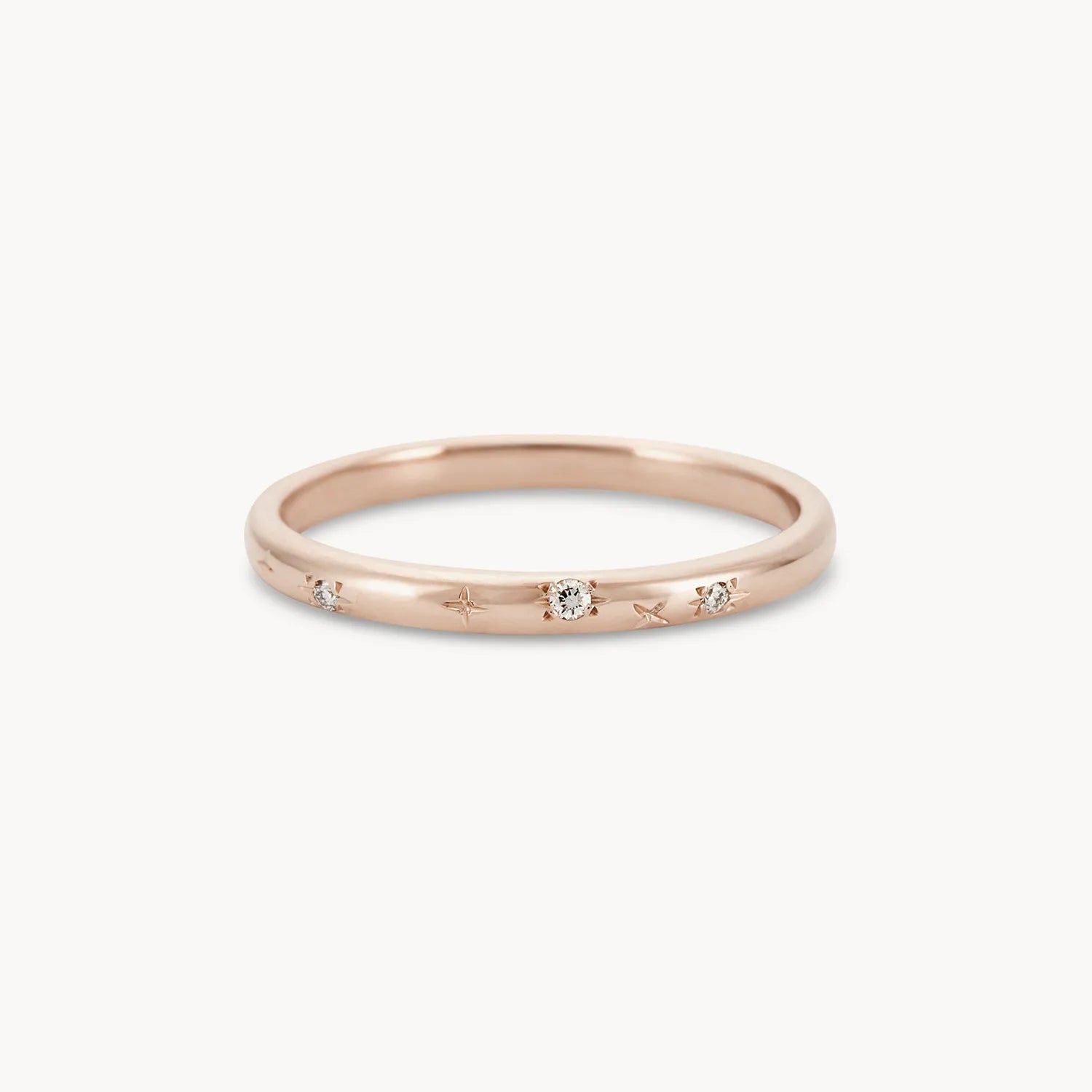 14K Rose Gold Starlight Ring with White Diamonds - Elegant Jewelry for Engagement, Wedding & Anniversary Gifts