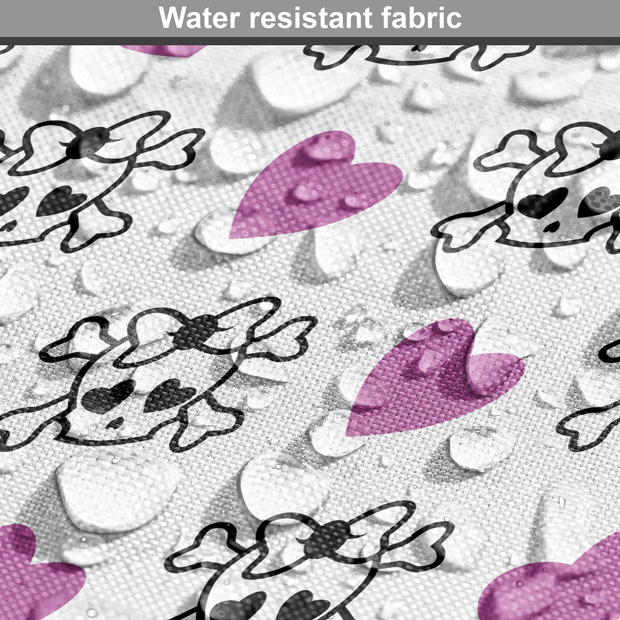 Ambesonne Teen Fabric by The Yard - Funky Girlish Emo Skull with Bowknots, Bones & Hearts Pattern - 1 Yard Violet Black White Decorative Fabric for Upholstery, DIY Crafts, Bedding & Home Decor
