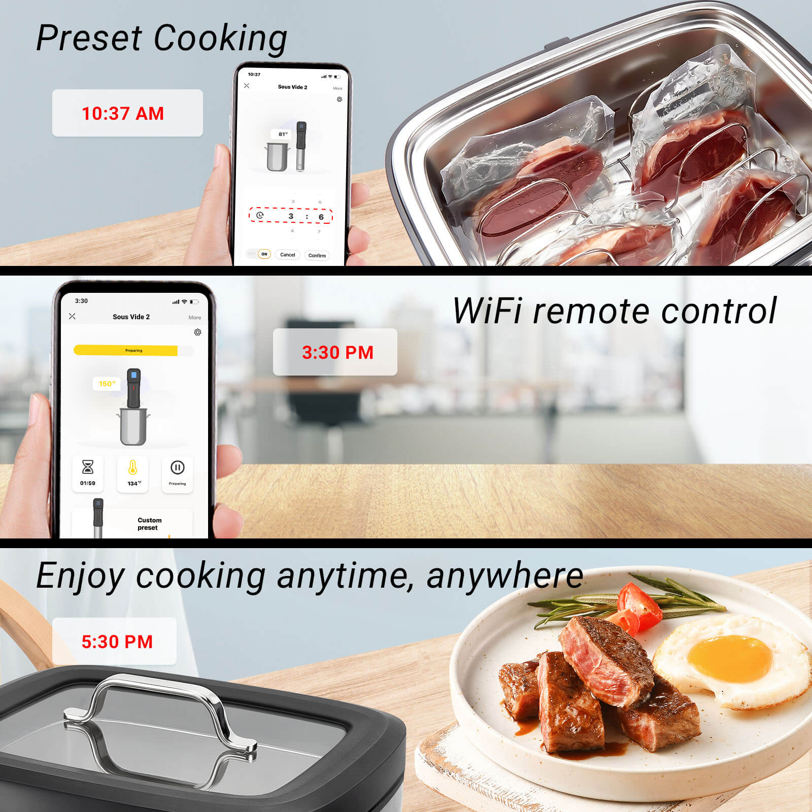 ISV 500W All-in-One WiFi Sous Vide Precision Cooker - Smart Immersion Circulator for Steak, Chicken & Seafood | Perfect for Home Chefs & Professional Kitchens