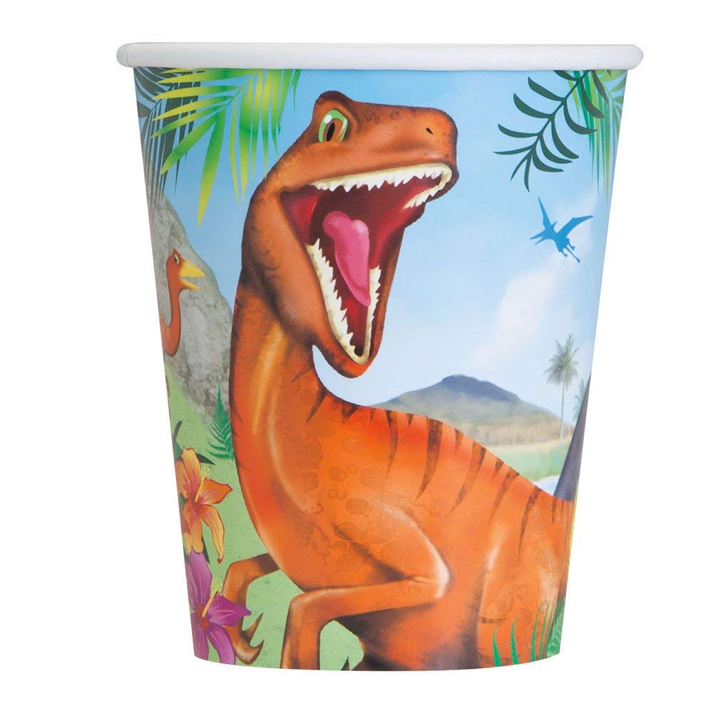 9oz Dinosaur Party Cups - 8 Pack | Dinosaur Themed Disposable Cups for Kids Birthday Party, Baby Shower & Outdoor Events | BPA-Free Plastic Drinkware