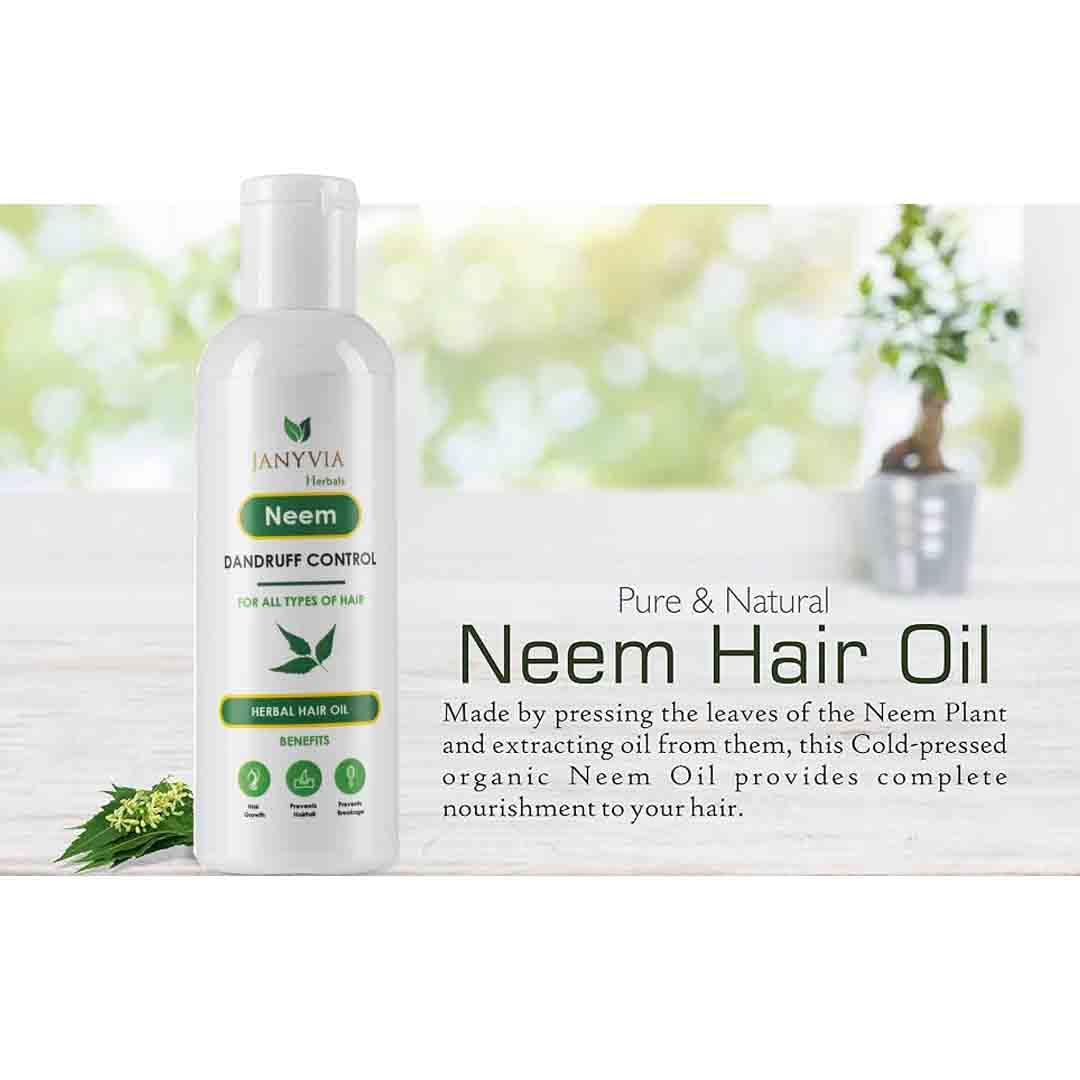 Janyvia Neem Herbal Hair Oil - 100ml for Hair Fall Control, Dandruff Treatment & Scalp Care | Natural Hair Growth Solution for Dry, Damaged Hair | Perfect for Daily Use & Hair Massage Therapy